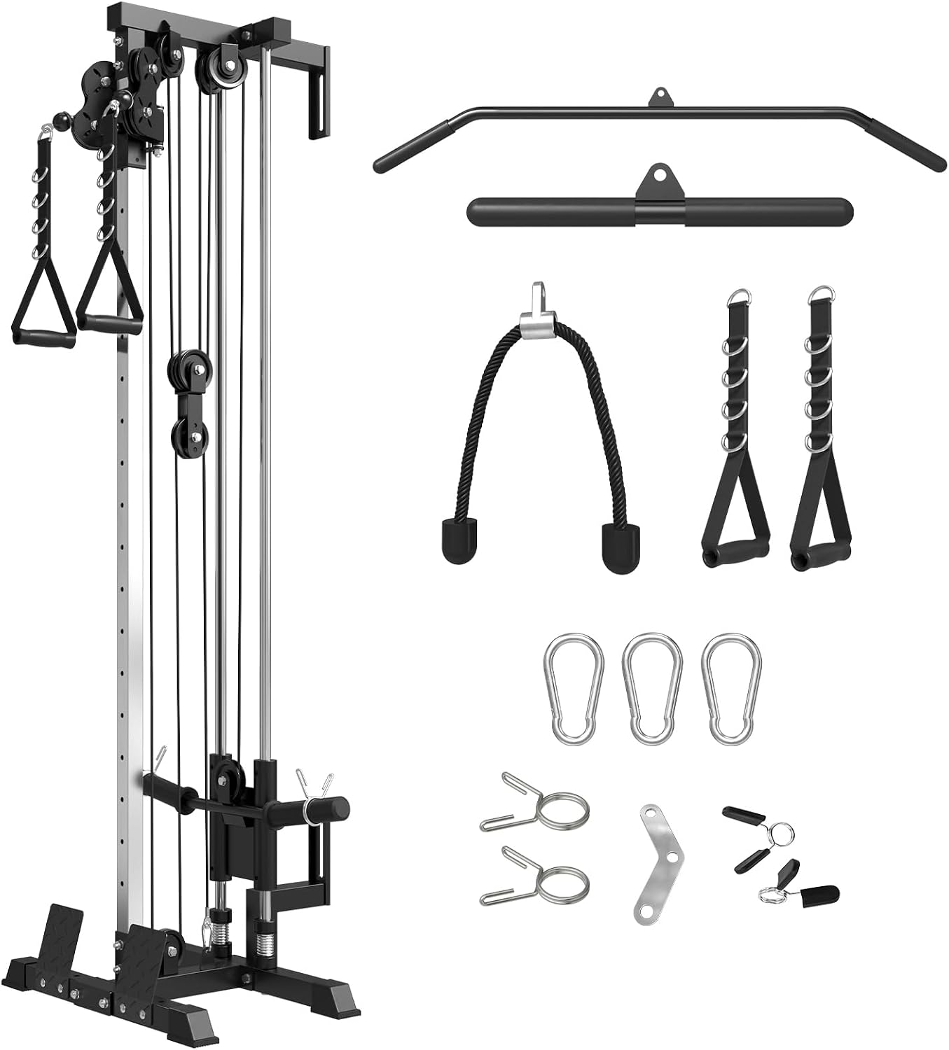 Mikolo Wall Mount Cable Station, Cable Crossover Machine with Dual Pulley System and 18 Adjustable Positions for Home Gym Fitness Equipment