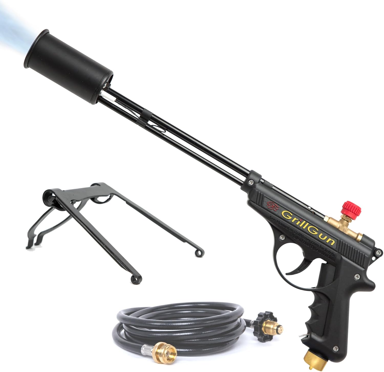 Grillblazer GrillGun Handheld Propane Charcoal Torch – 400,000+ BTU Flame Torch for Instant Charcoal Ignition, Outdoor Cooking, Firepits, Camping, BBQ – Portable High-Power Blowtorch With Hose