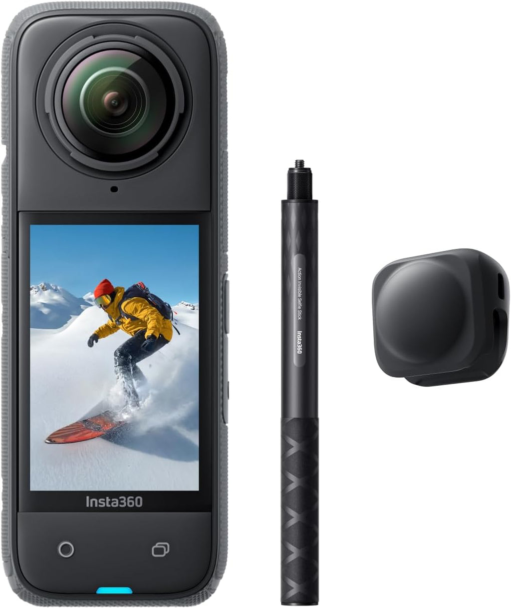 Insta360 X4 Snowboard Bundle - 8K Waterproof 360 Action Camera, 4K Wide-Angle Video, Invisible Selfie Stick, Removable Lens Guards, 135 Min Battery Life, AI Editing, No Micro SD Card