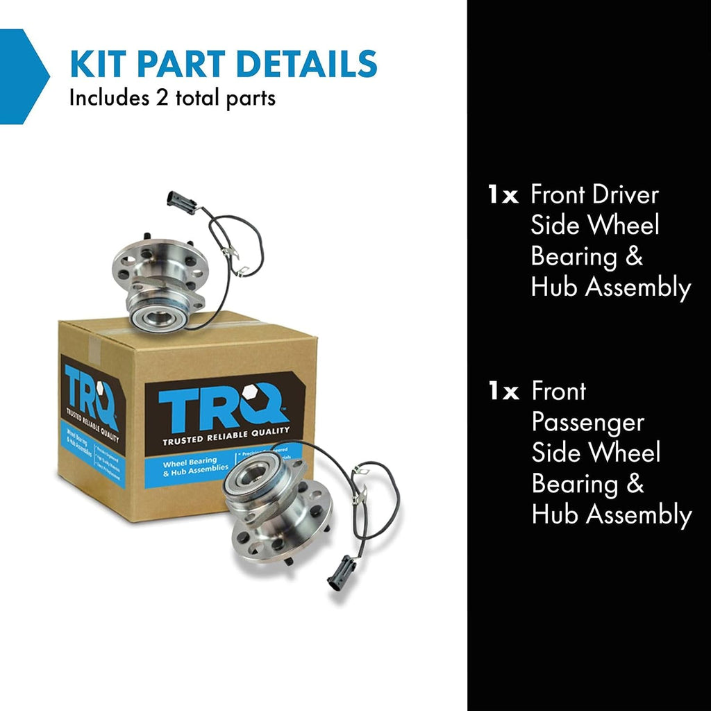 TRQ Front Left and Right Wheel Bearing and Hub Assembly Set 2 Piece Compatible with 1995-2002 Chevrolet Astro All Wheel Drive 1995-2002 GMC Safari All Wheel Drive