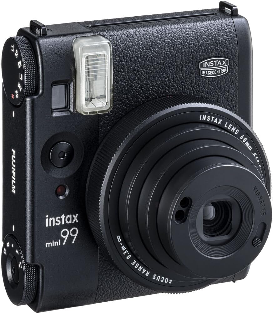 Fujifilm Instax Mini 99 Instant Camera Bundle with Fuji Instax Mini Instant Film Value Pack (20 Sheets) + Vintage Style Compatible Carrying Case - Black + Photo Album – 64 Pockets + More
