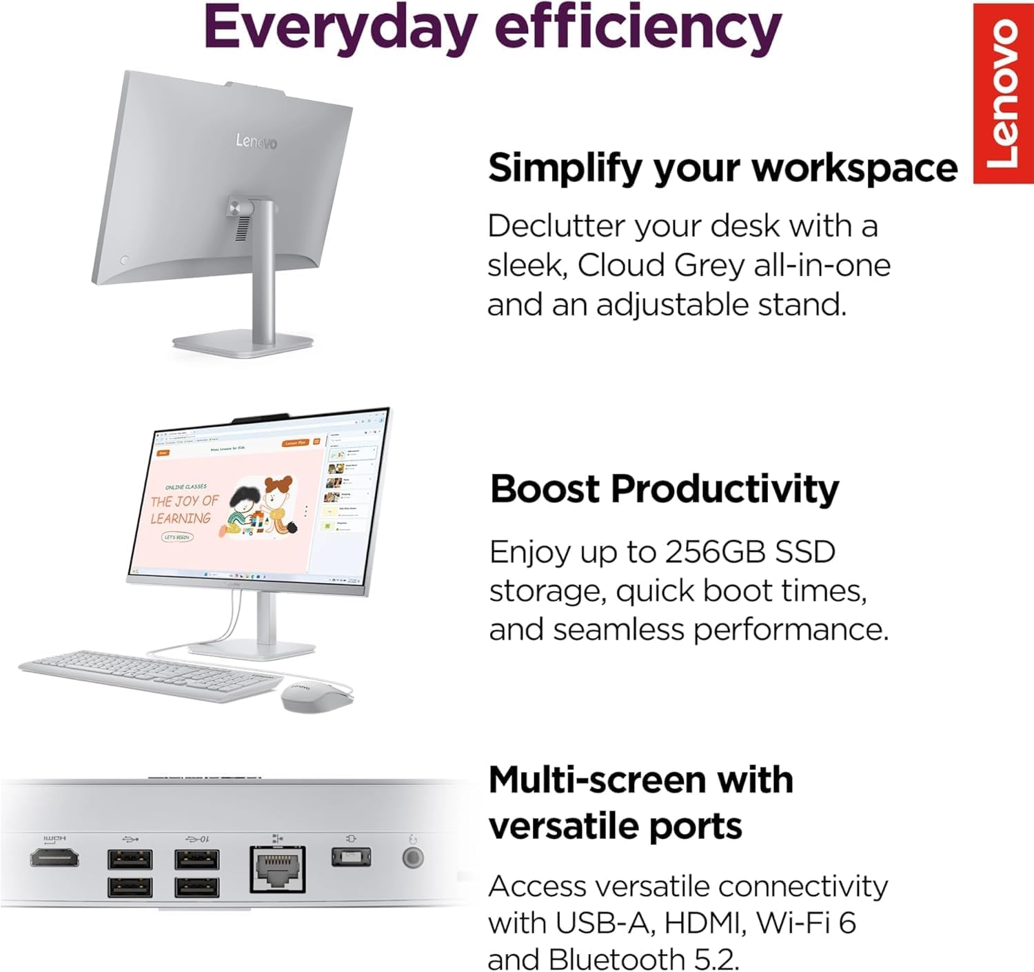 Lenovo IdeaCentre Everyday Tasks 24' Full HD All-in-One Desktop Computer • Office 365 for The Web • Intel 4-Cores • 2TB SSD • 32GB RAM • Keyboard and Mouse • Windows 11