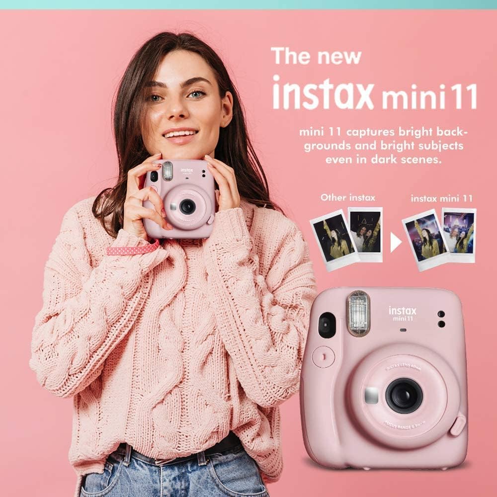 Fujifilm Instax Mini 11 Instant Camera Charcoal Gray + Fuji Film Value Pack (40 Sheets) + Shutter Accessories Bundle, Incl. Compatible Carrying Case, Quicksand Beads Photo Album 64 Pockets