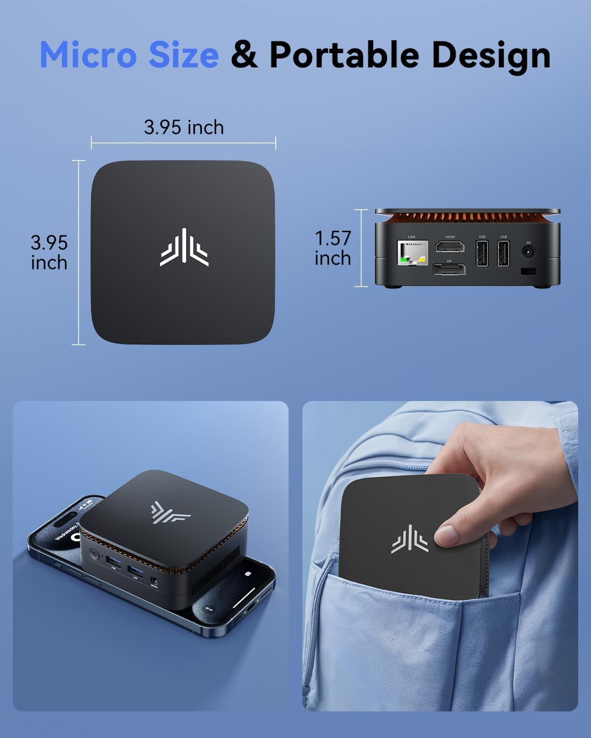 KAMRUI Essenx E1 Mini PC, 16GB DDR4 RAM 512GB M.2 SSD, Mini Computer Twin Lake N150 (Beat N100/N95,up to 3.6GHz), Desktop Computer Dual 4K, Ethernet, WiFi, Bluetooth for Business, Office, Home