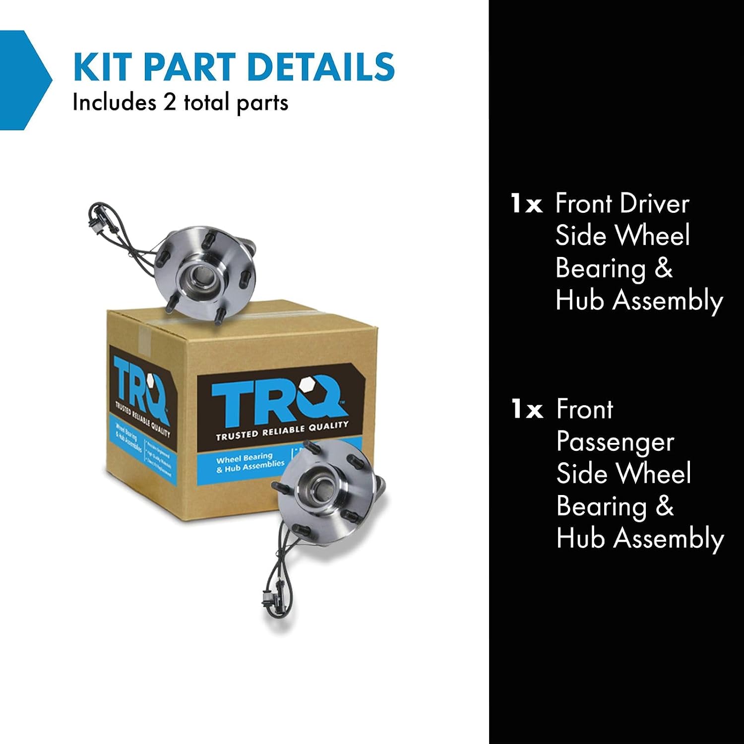 TRQ 2 Piece Front Wheel Bearing & Hub Assembly Set Compatible with 1998-2005 Chevrolet Blazer 1998-2001 GMC Jimmy