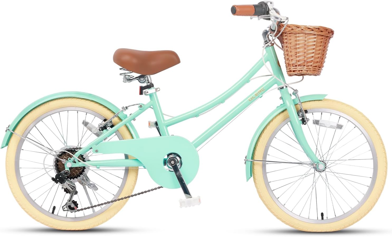 Glerc 20 24 26 Inch Beach Cruiser Bike, 6-Speed Hybrid City Bicycle for Girls Youth and Over 6 Years Old, Missy Bike with Wicker Basket & Lightweight, Multiple Colors