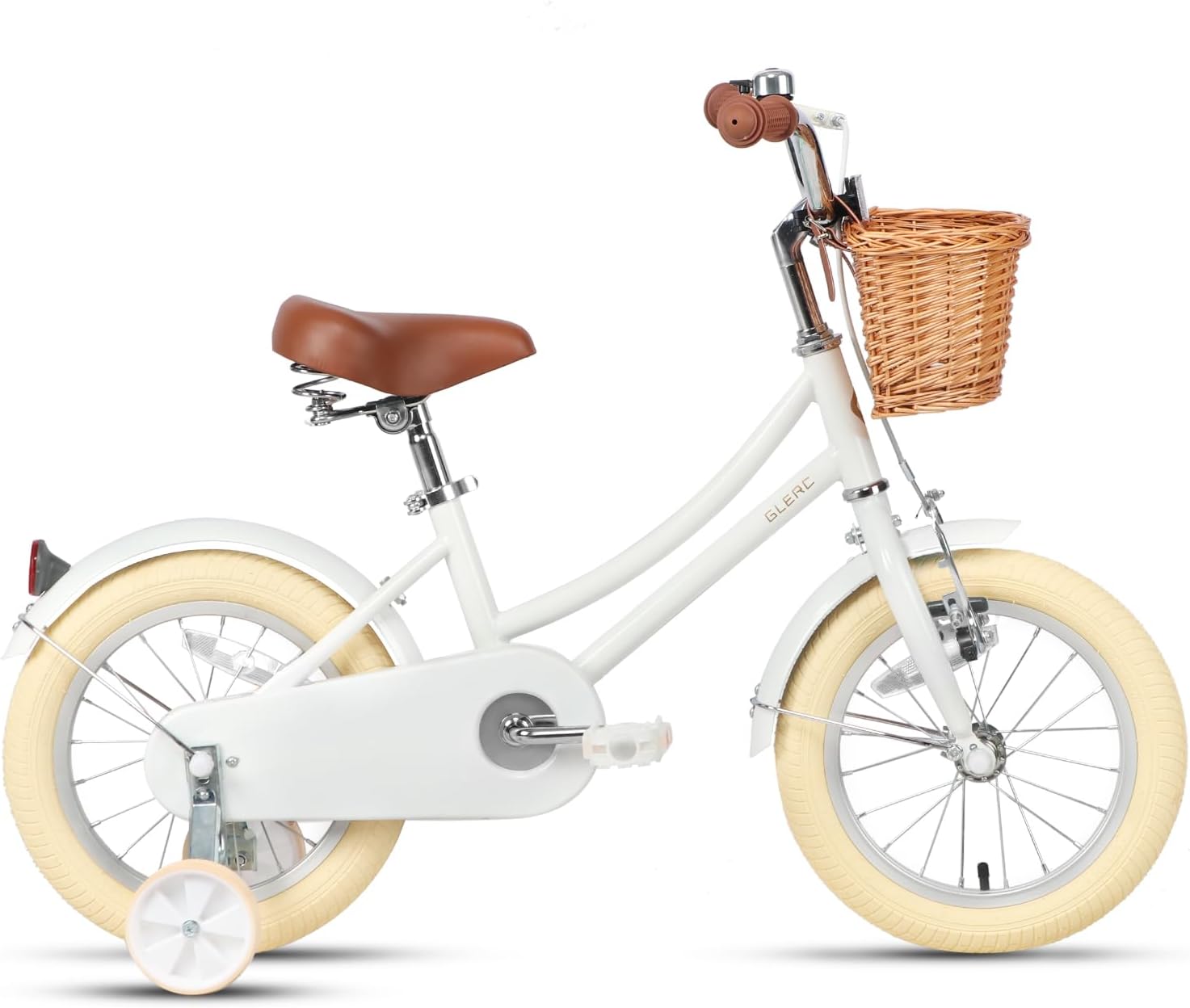 Glerc Little Molly 12-20 Inch Kids Retro Cruiser Bike for 2-13 Year Old with Wicker Basket & Training Wheels/Kickstand, Multiple Colors