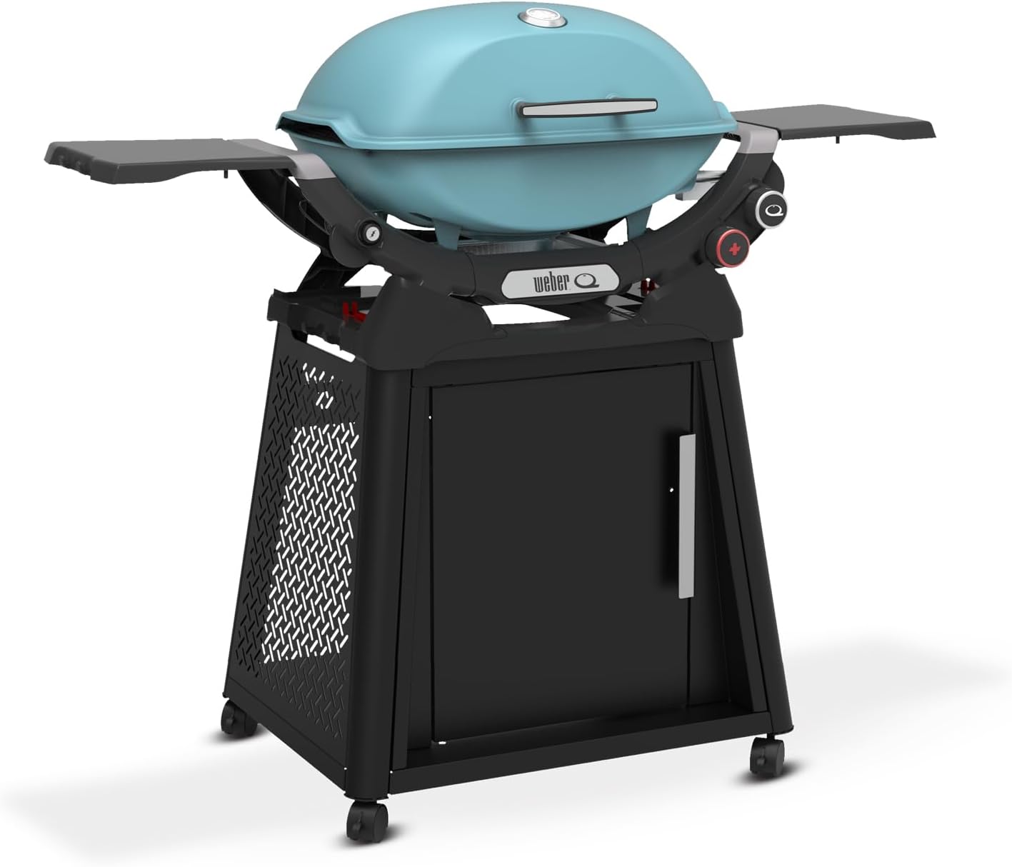 Weber Q 2800N+ Liquid Propane Grill with Stand, Sky Blue – Wide 250°–700°F Temp Range with Plus Burner for Searing, Low‑Temp Roasting & High-Dome Lid