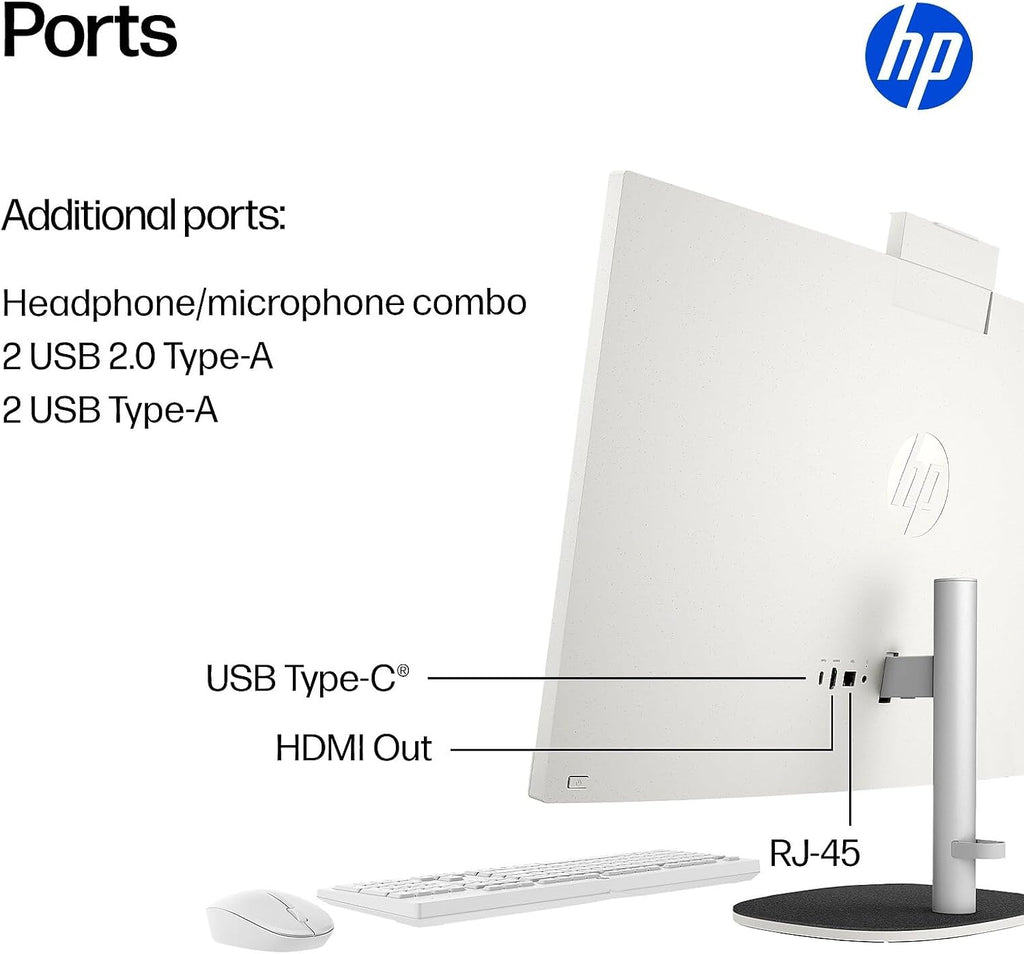 HP 27' All-in-One Touchscreen Desktop Computer, Next Gen AI PC, AMD Ryzen AI 7 350 (8-Core), 32GB DDR5, 2TB SSD, Webcam, Wi-Fi 6, Bluetooth 5.4, Wireless Keyboard & Mouse, Windows 11 Pro, Accessories