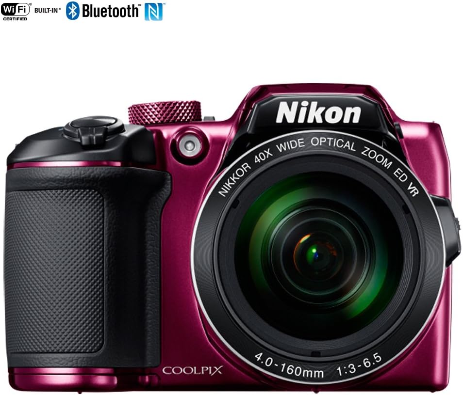 Nikon COOLPIX B500 16MP 40x Optical Zoom Digital Camera w/Wi-Fi (Plum) - (Renewed)