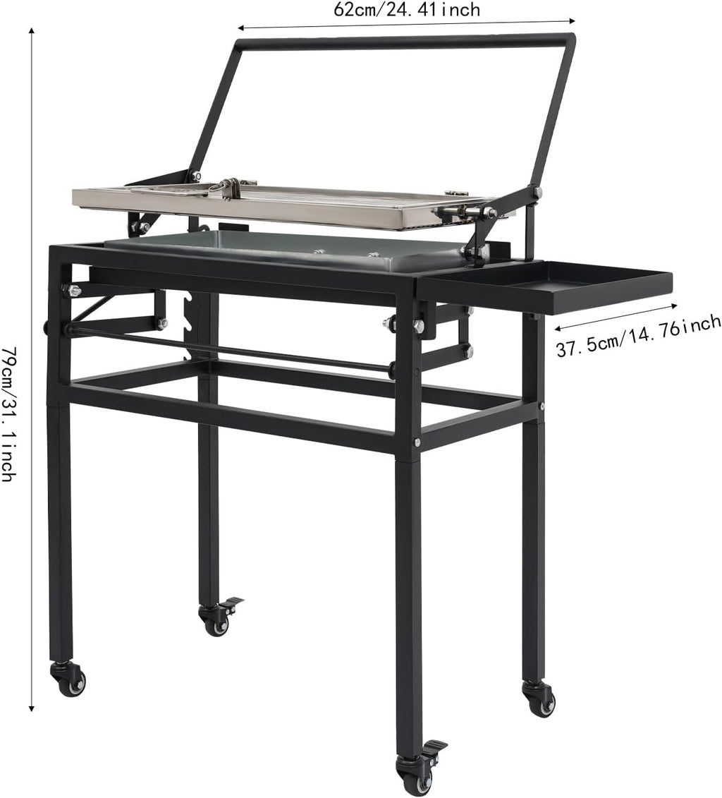 Charcoal Flip Grill, Vertical Rotating BBQ with Adjustable Height, Wheels, Tabletop Option, 8-Person Portable Outdoor Freestanding Grill for Patio, Camping, Picnics, Family Gatherings