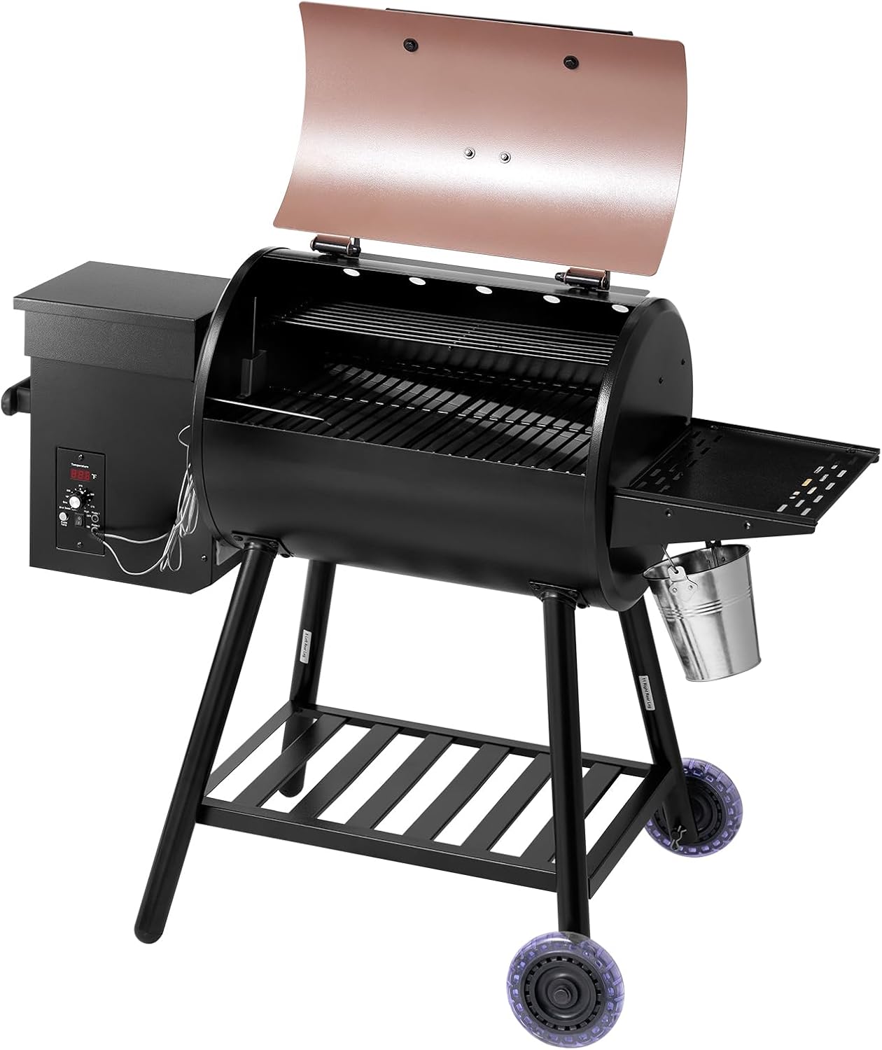 VEVOR Wood Pellet Grill Smoker, 8 in 1 BBQ Grills for Outdoor Cooking, 456 Square Inches Cook Area Electric Grill and Smoker, with Digital Controller, Meat Probe, 500°F Max Temperature, Black