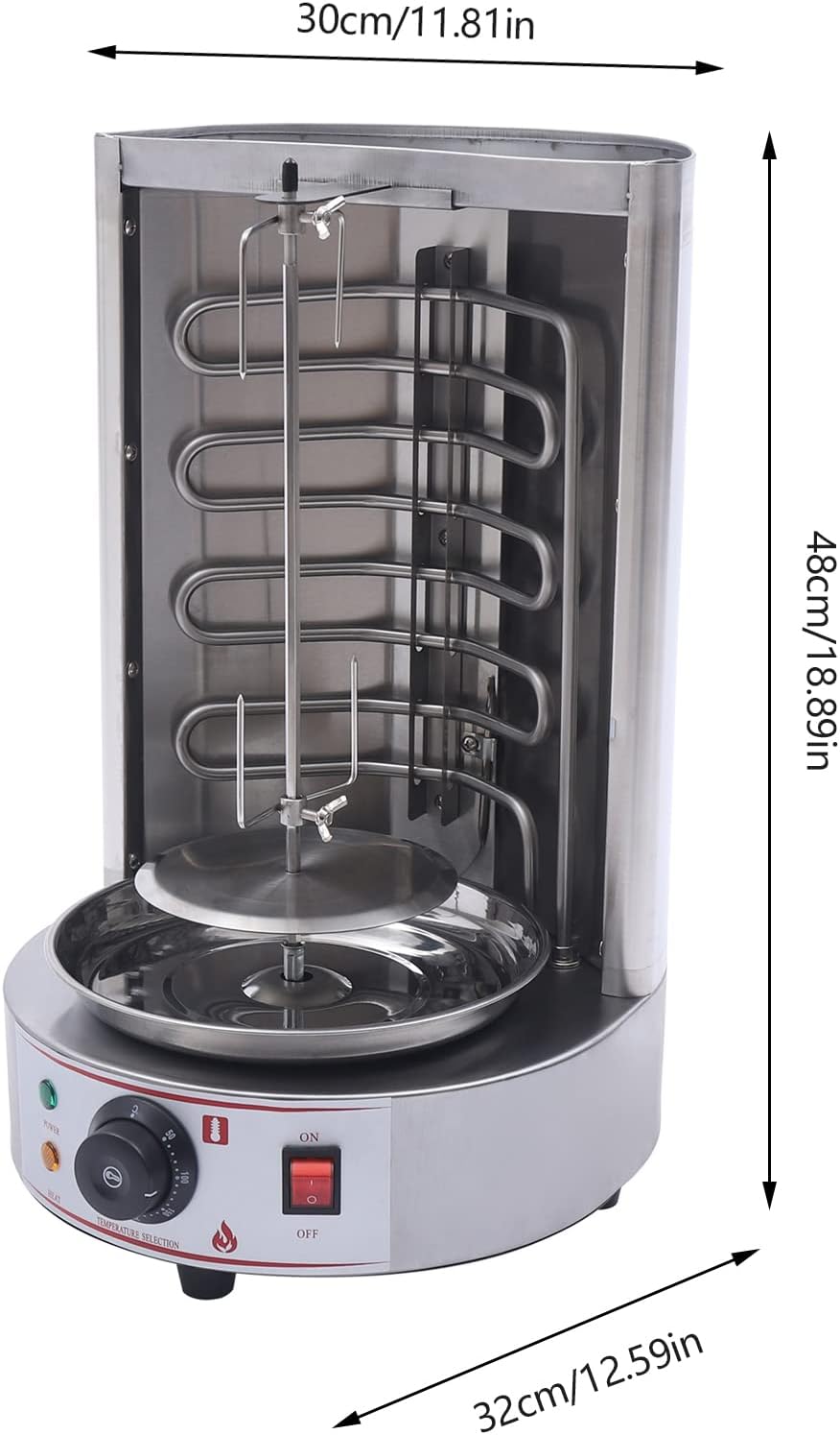 Electric Vertical Broiler Rotating Rotisserie Oven Shawarma Gyros Grill 50-300℃ BBQ