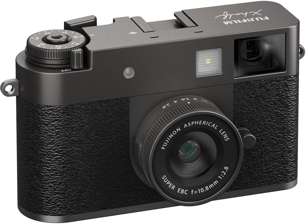 FUJIFILM X Half Premium Compact Digital Camera (Charcoal Silver) Bundle with Carrying Case + 64GB Memory Card + Lens Cap Keeper + Memory Card Wallet + Hand Strap + More