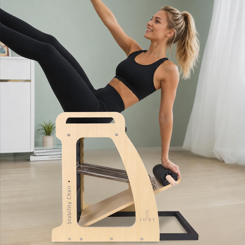 Pilates Chair, Pilates Chair for Home Workouts, Sturdy Metal Frame, Pilates Stability Chair, Yoga Fitness Trainer, Pilates Reformer Machine (Black)