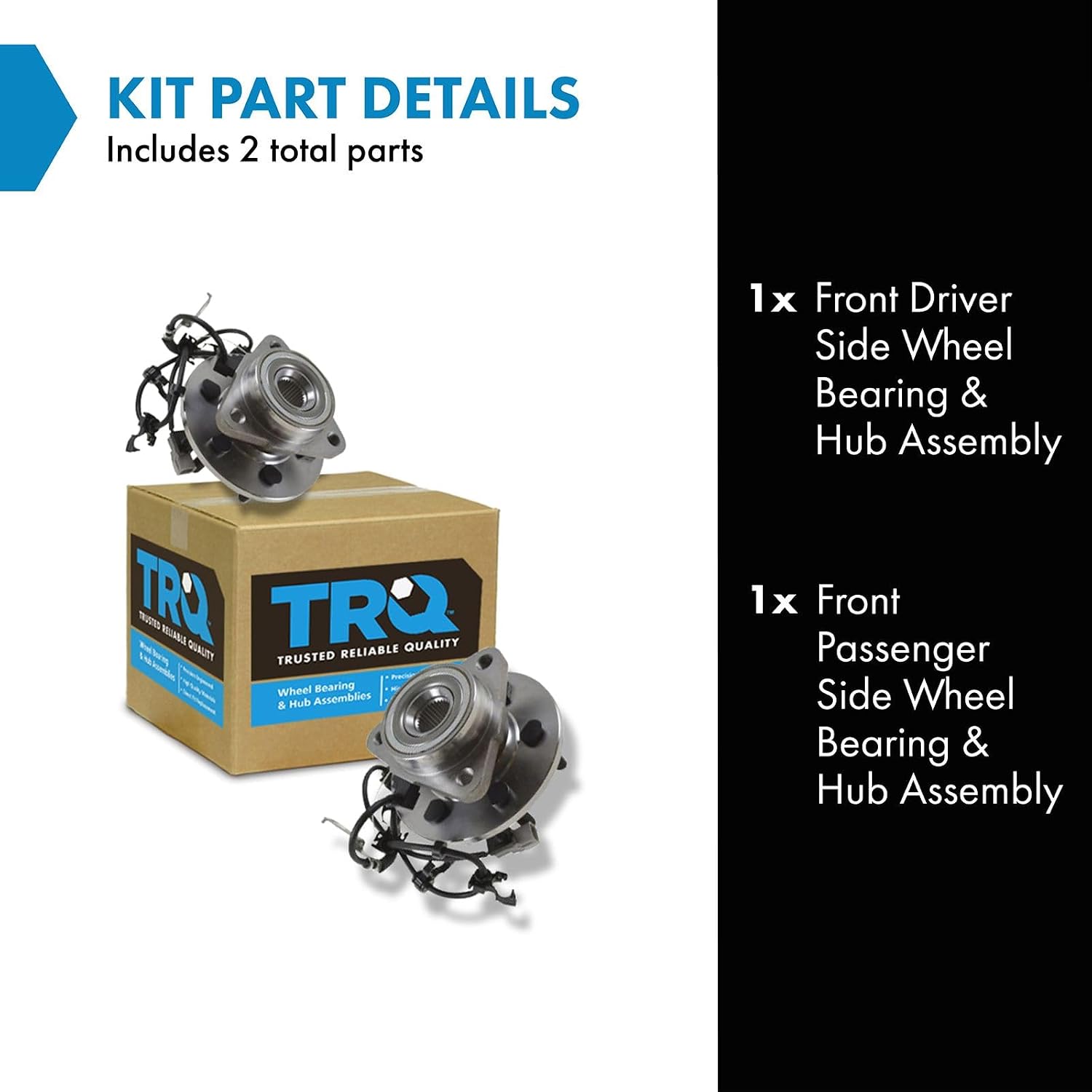 TRQ Front Left and Right Wheel Bearing and Hub Assembly Set 2 Piece Compatible with 97-03 Dodge Dakota 4 Wheel Drive with 4 Wheel ABS Brakes 99-03 Durango 4 Wheel Drive with 4 Wheel ABS Brakes