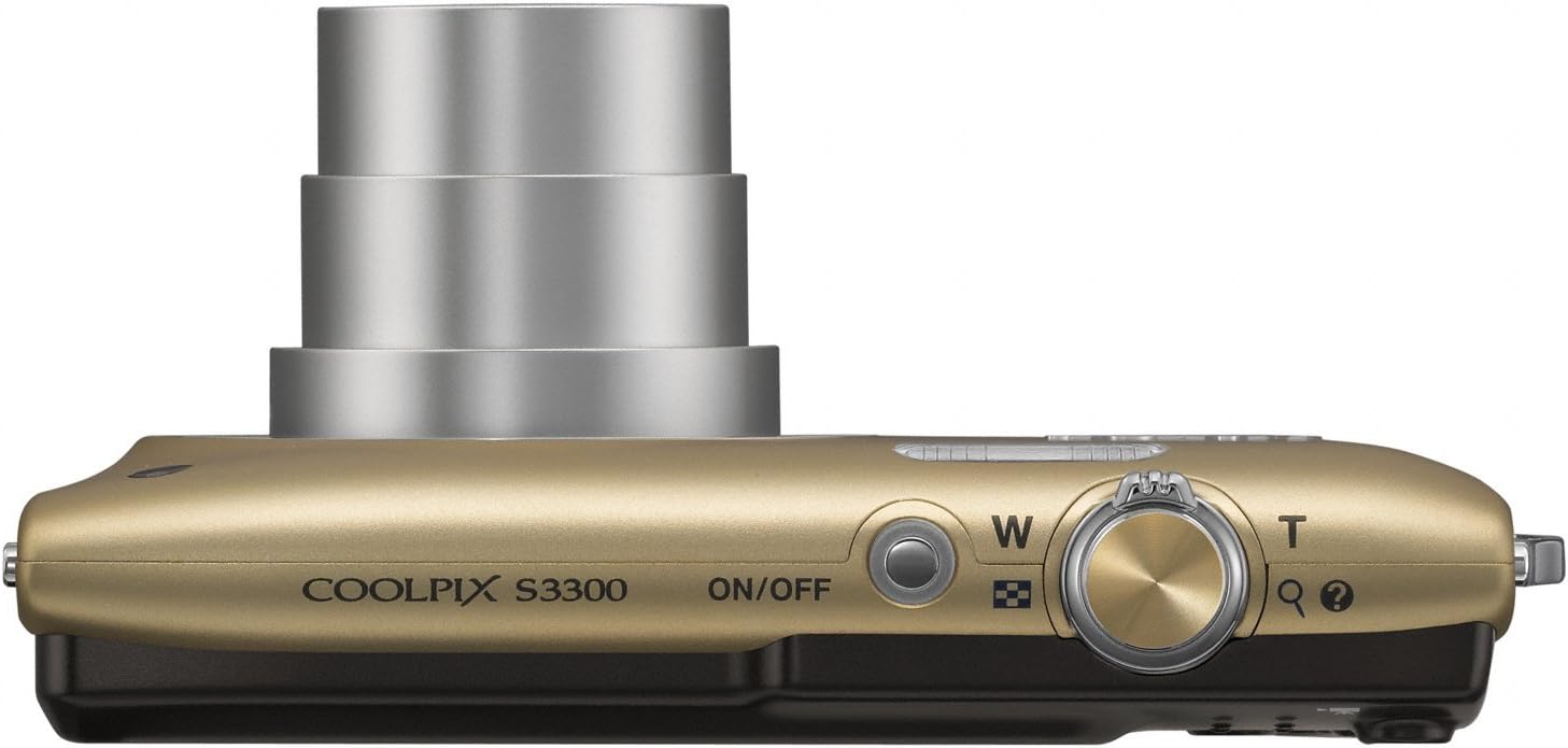 Nikon COOLPIX S3300 16 MP Digital Camera with 6X Zoom NIKKOR Glass Lens and 2.7-inch LCD (Gold)