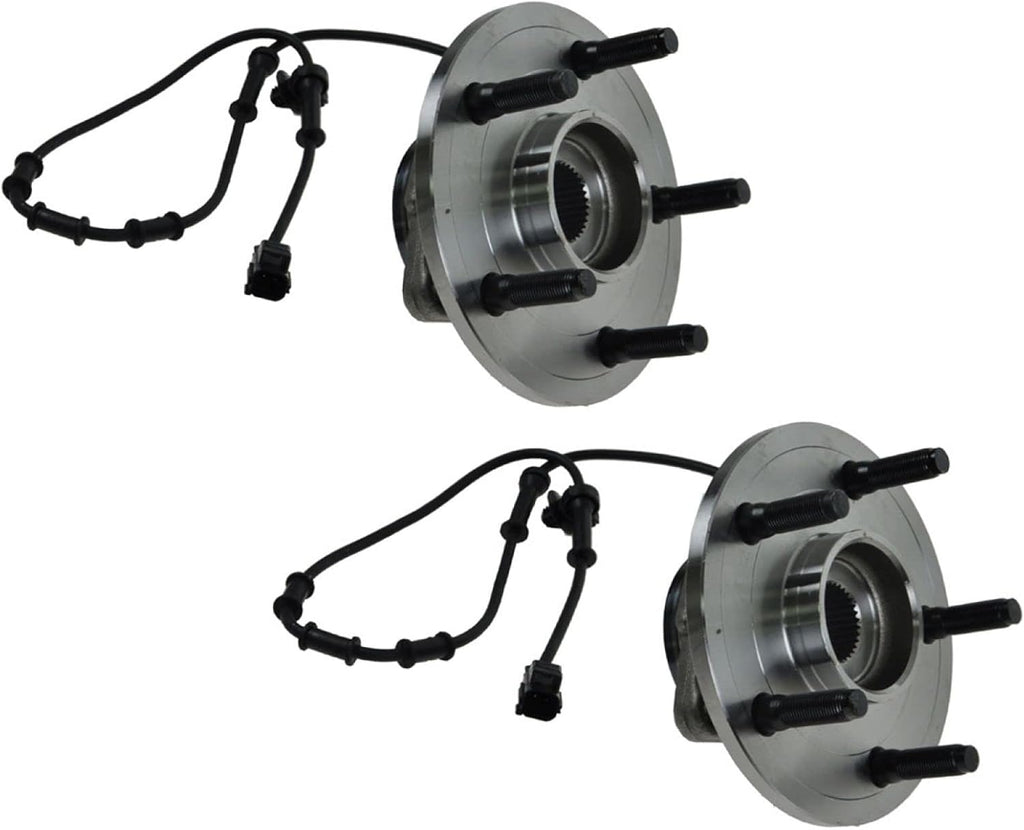 TRQ 2 Piece Front Wheel Bearing & Hub Assembly Set Compatible with 2002-2005 Dodge Ram 1500