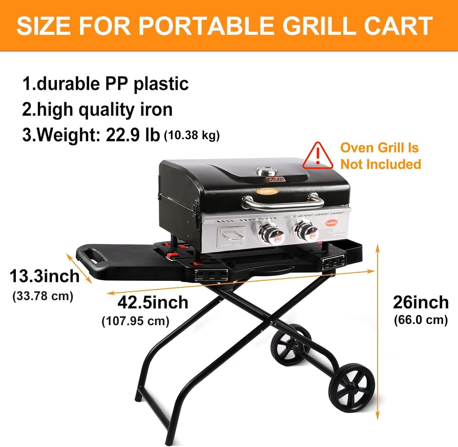 Hisencn Grill Stand for Weber Q1200, Q1000, Q2200, Q2400 Portable Grill Cart for Blackstone 17'& 22' Table Top Griddles, Outdoor BBQ Stand for Weber Q Series Gas Grills, for Travel and Camping