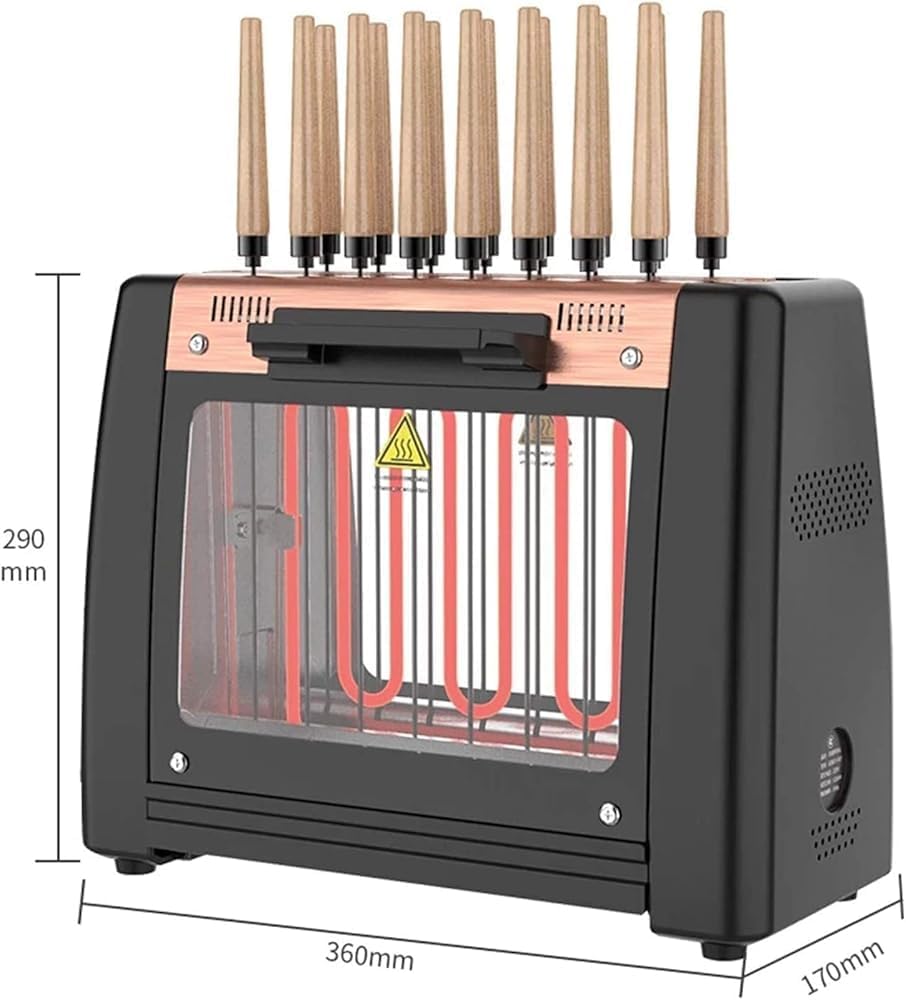 360° Smokeless Barbecue Grill Automatic Rotating Vertical Skewers with 2-Stage Temperature Control for Indoor Cooking