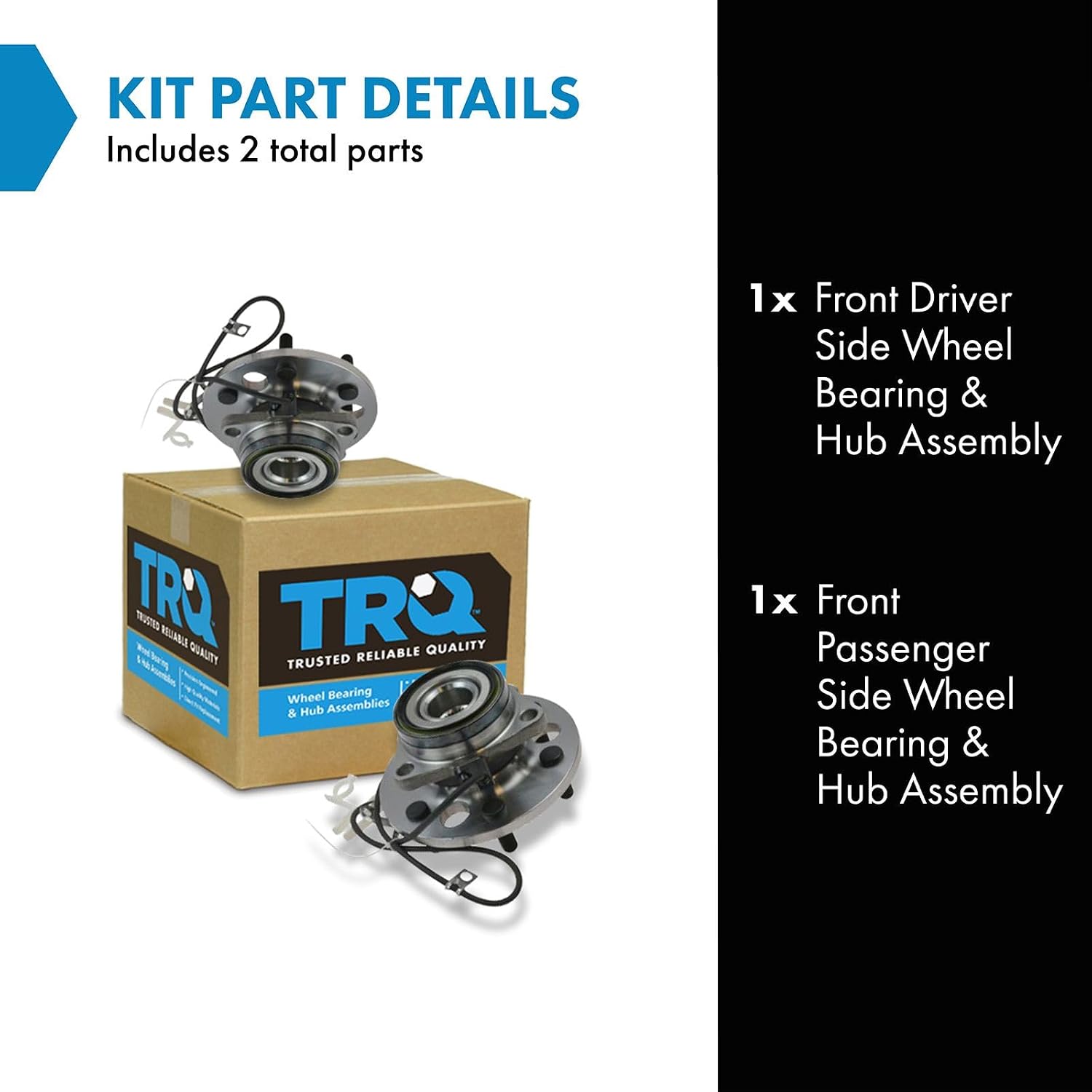 TRQ 2 Piece Front Wheel Bearing & Hub Assembly Set 4WD Compatible with 1999-2000 Cadillac Escalade 1995-1999 Chevrolet K1500 K1500 Suburban 1995-1997 K2500 1995 K2500 Suburban 1995-2000 Tahoe GMC 199