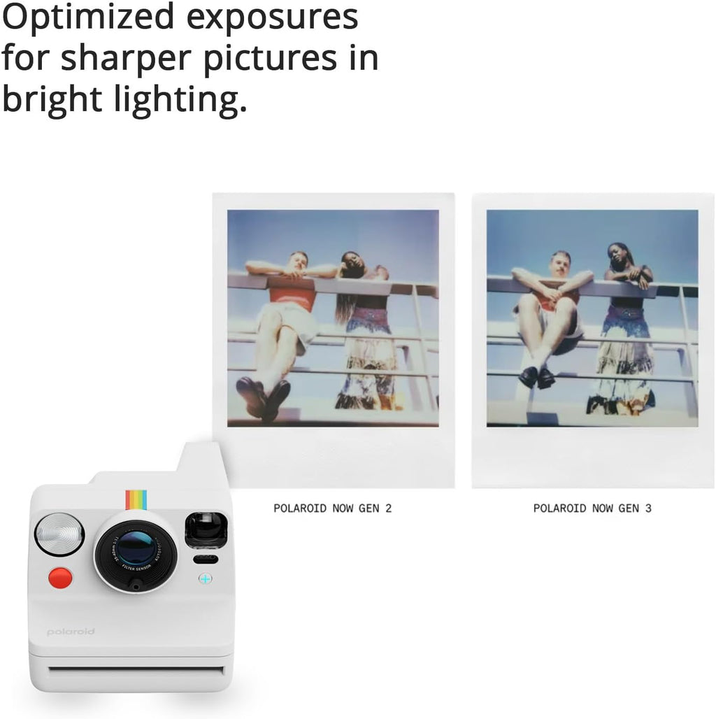Polaroid Now Plus Generation 3 Instant Camera with Two-Lens Autofocus System and Manual Mode (White) Bundle with Polaroid Film Kit and Color Instant Film for i-Type Cameras (8 Exposures) (3 Items)