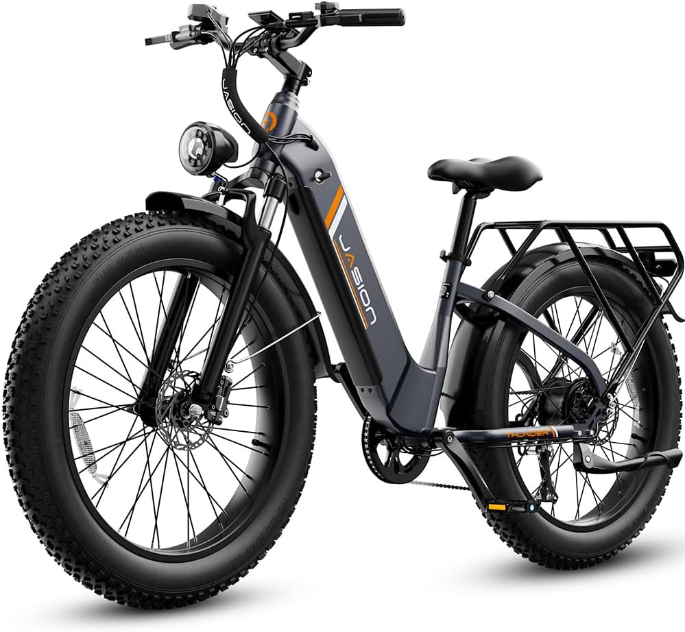 Jasion Thunder/PRO/ST Electric Bike,2000W/1800W Peak Ebikes for Adults,26''Fat Tire Best Ebike for Men,90/80 Miles with 1040Wh/864Wh Battery,35/30+MPH Max Speed Bicycles,500/400LB Capacity