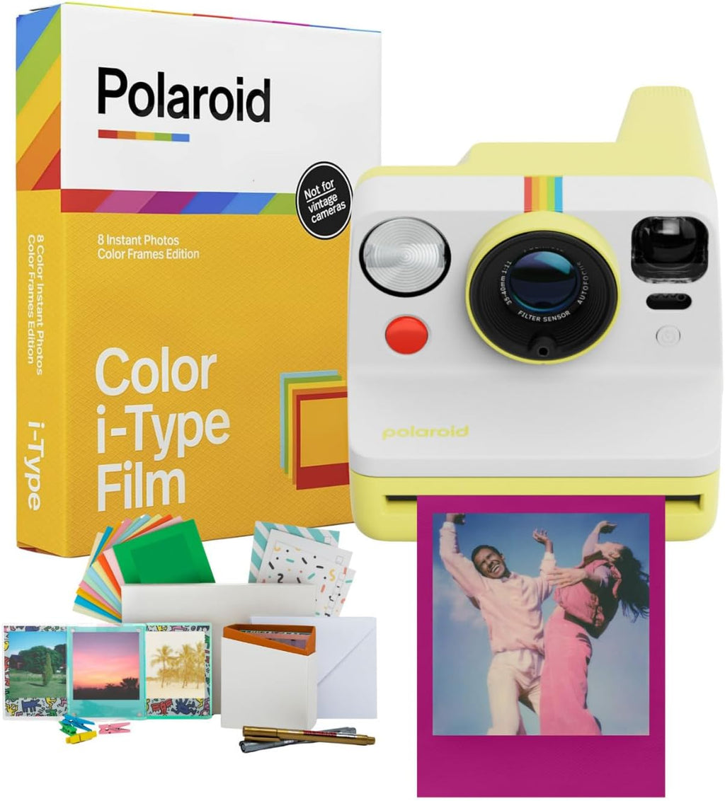 Polaroid Now Generation 3 Analog Instant Camera with Tripod Mount and Two-Lens Autofocus System (Yellow) Bundle with Color Film and Film Kit (3 Items)