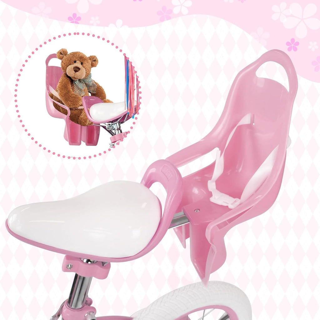 Glaf Toddler Girls Bike 12 14 16 20 Inch Girls Bike with Training Wheels Age 2-12 Years Old Bicycle Kids Bike with Basket and Doll Seat Adjustable Seat