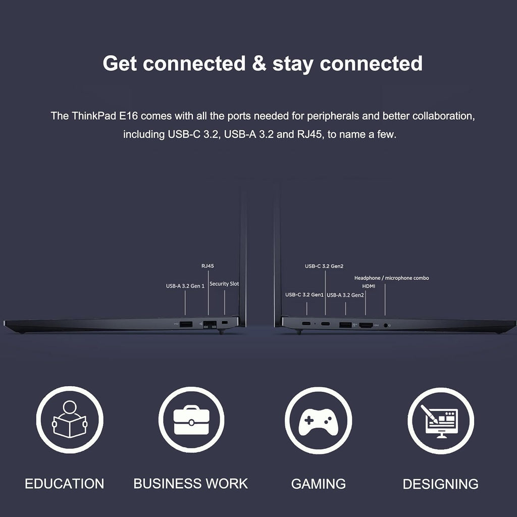 Lenovo ThinkPad E16 Business Laptop, 16' FHD+, AMD Ryzen 5 7535U (> Intel i7-1360P), Fingerprint, Backlit, 1080p Webcam, IST Computer Customized 16GB/32GB/64GB DDR5 RAM, 512GB/1TB/2TB SSD, Win 11 Pro