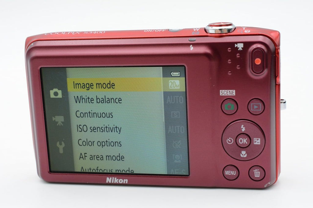 Nikon Coolpix S3400 16 MP Digital Camera with 7x Optical IS Zoom, 2.7-Inch LCD (Red)