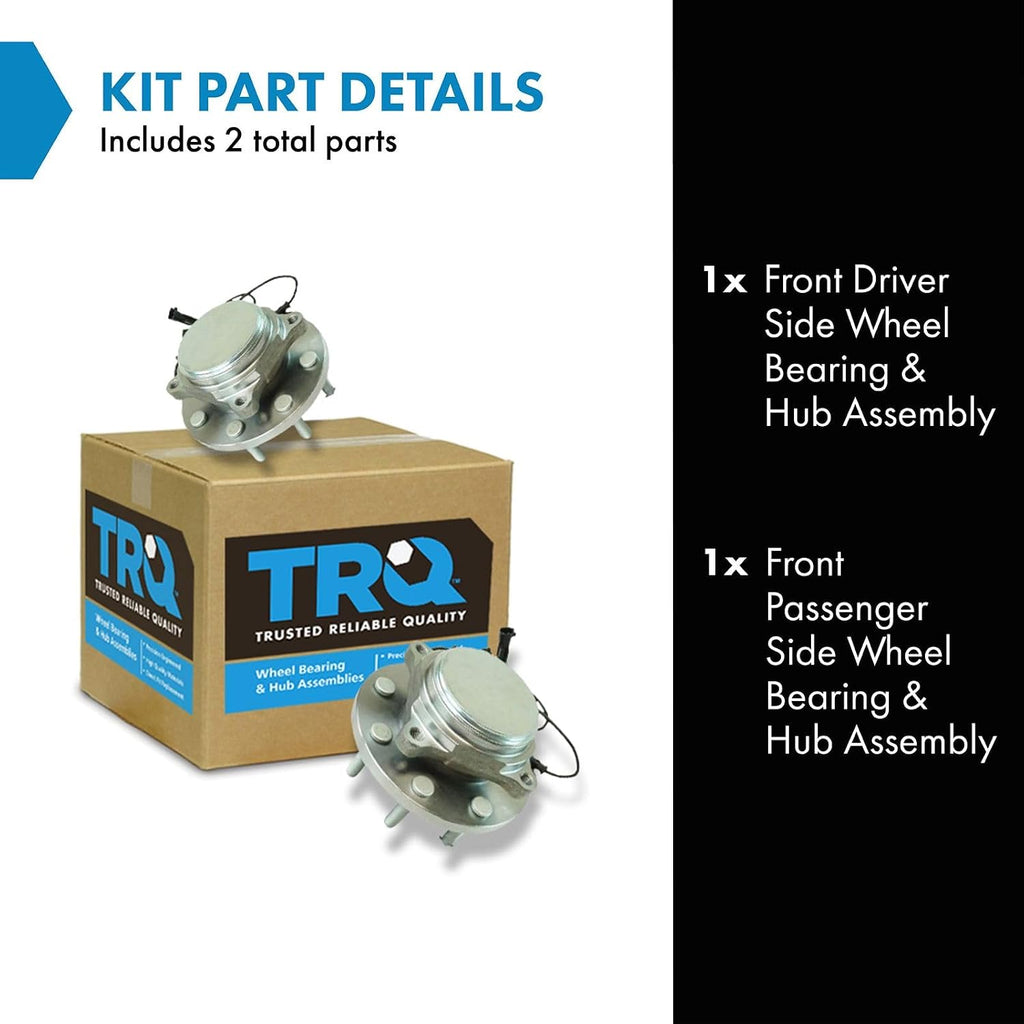TRQ 2 Piece Front Wheel Bearing & Hub Assembly Set Compatible with 2012-2013 Ram 2500 2012 3500