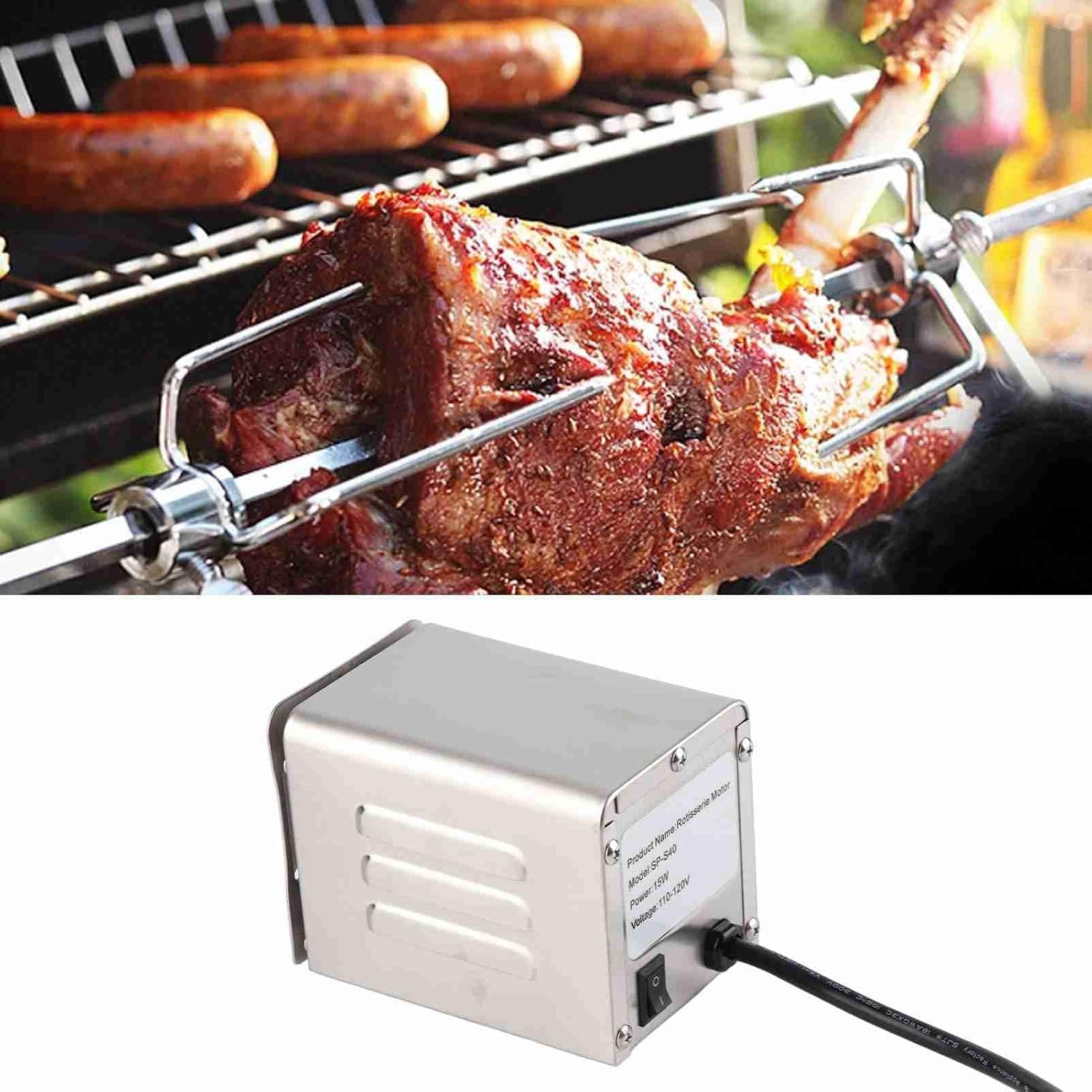FTVOGUE BBQ Rotisserie Motor Electric Barbecue Grill Roast Meat Motor 50-70KGF(US Plug)