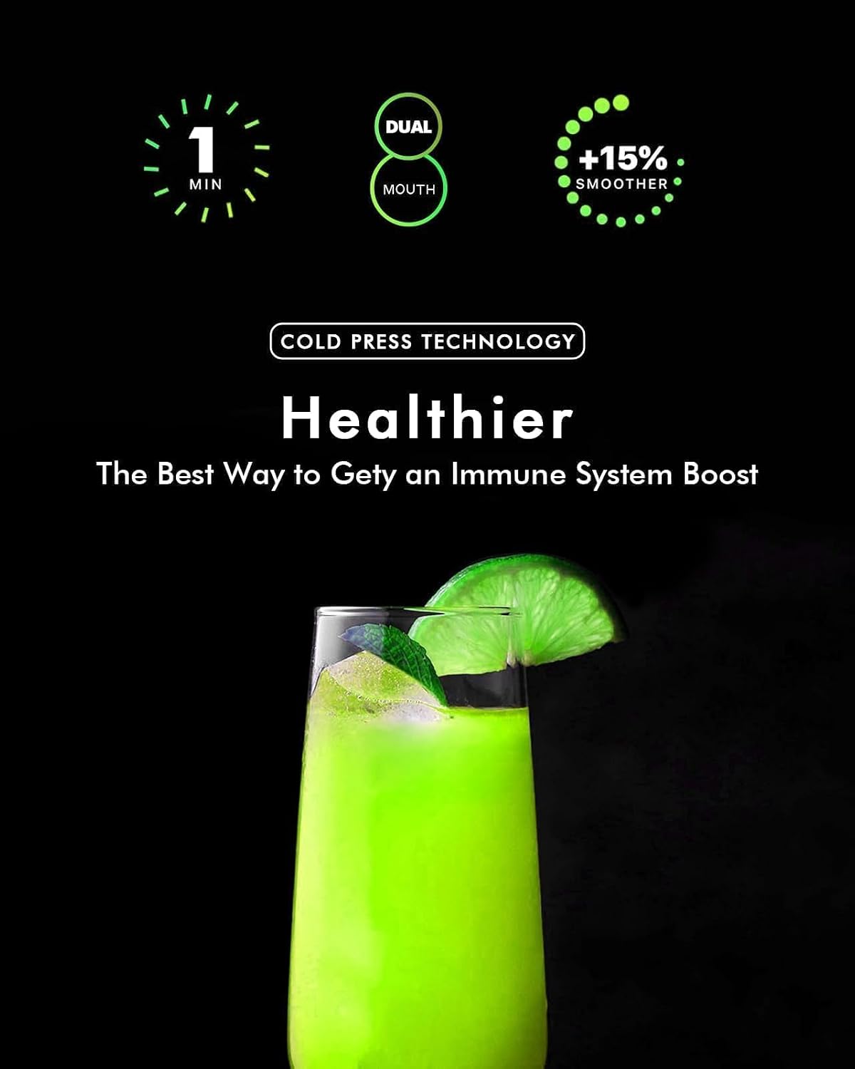 Cold Press Juicer, Slow Masticating, High-Yield Juice Extractor Maker, Wide Dual-Feed, Anti-Clog Reverse Function, Easy Clean for Fruits, Veggies, Wheatgrass & Celery, White