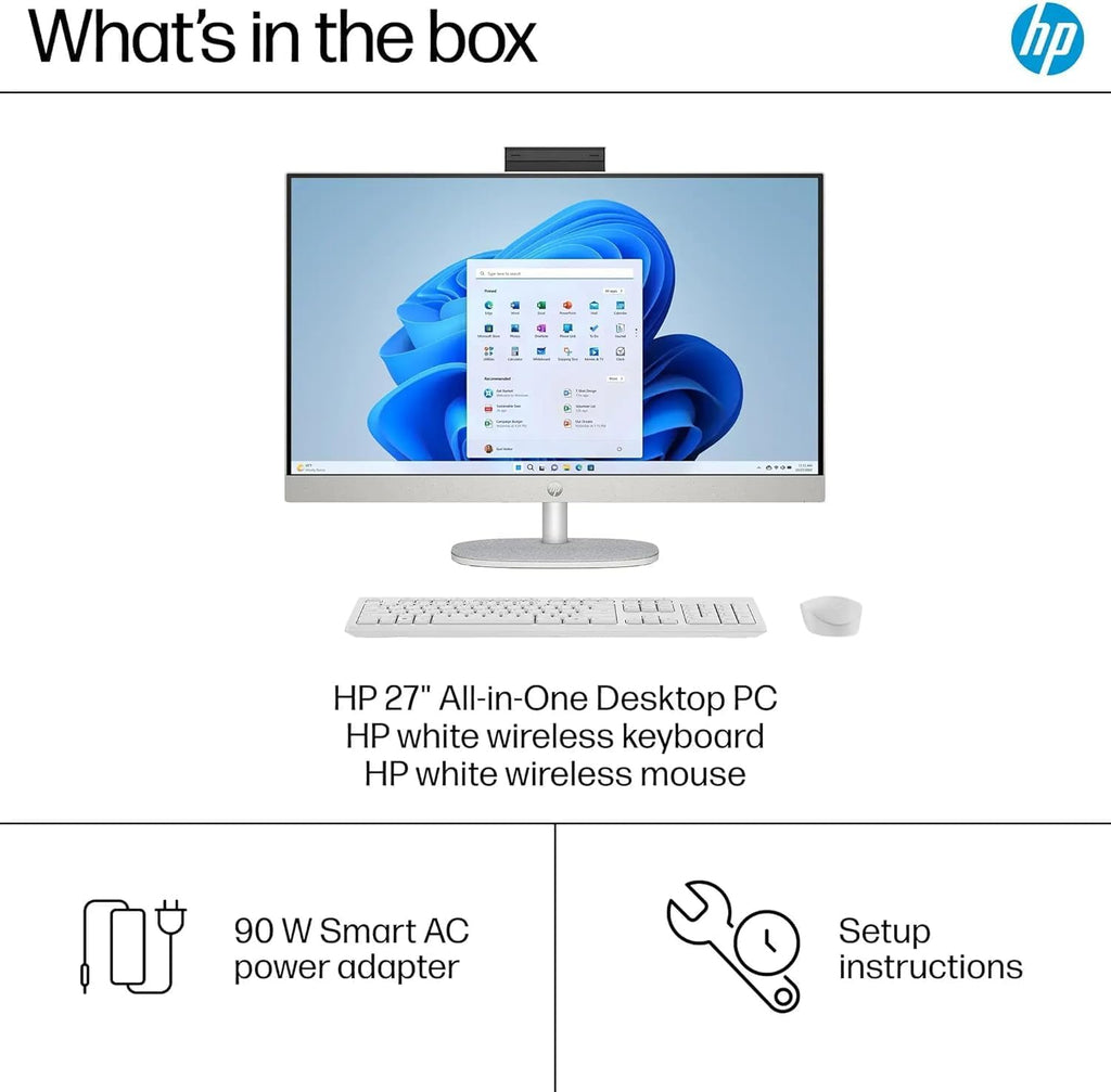 HP 27' Touchscreen AIO Desktop - FHD Anti-Glare Display, Intel Ultra 7 155U (12-Core), Height-Adjustable Stand, FHD IR Camera, Windows 11 Pro, 64GB DDR5 + 2TB SSD