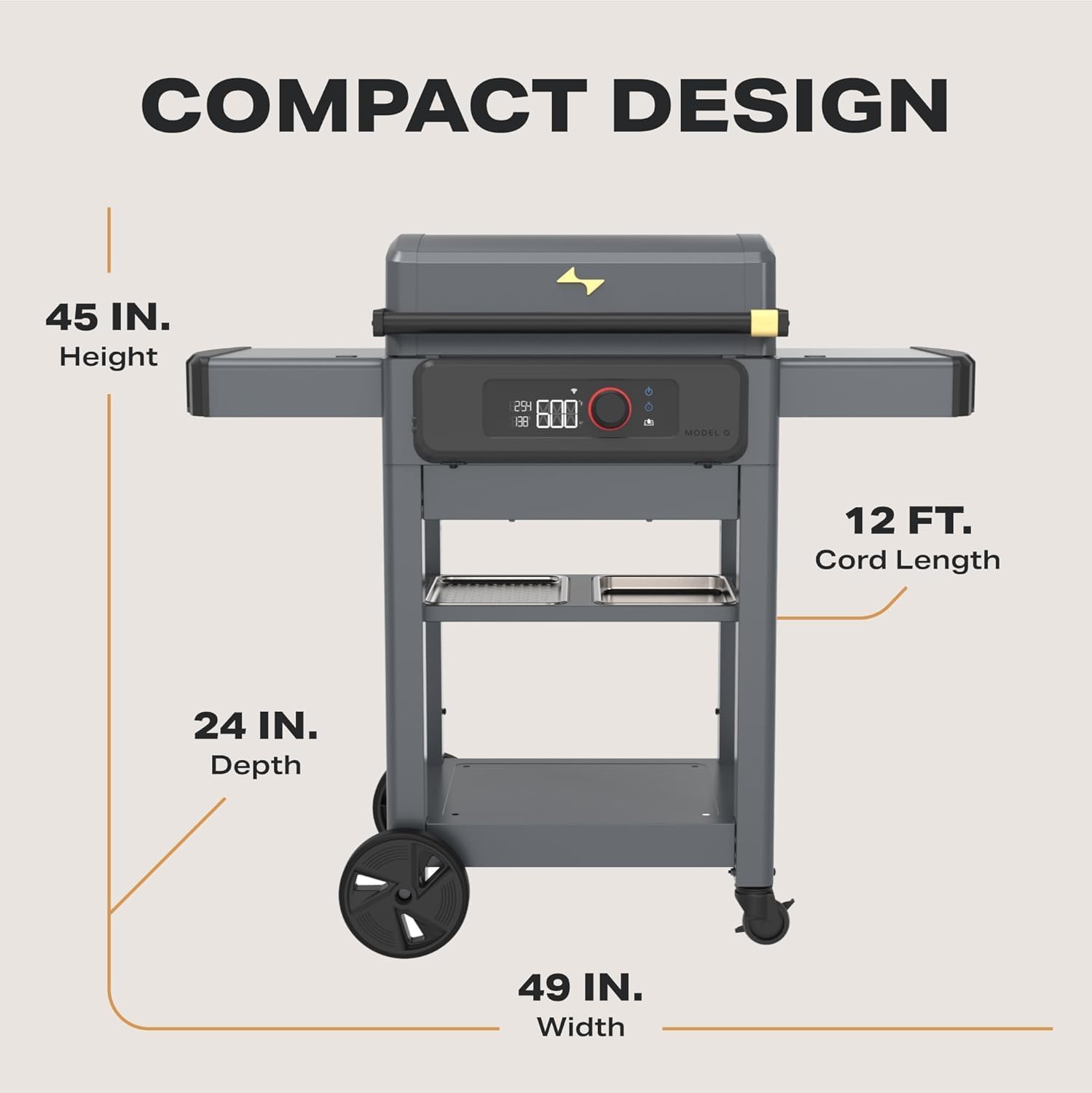 Current® Model G Griddle, Smart Electric Outdoor Flat Top BBQ Grill with 200°F to 600°F Range for Searing & Roasting, Digital Precision, Apartment-Friendly & Weather-Resistant, Onyx