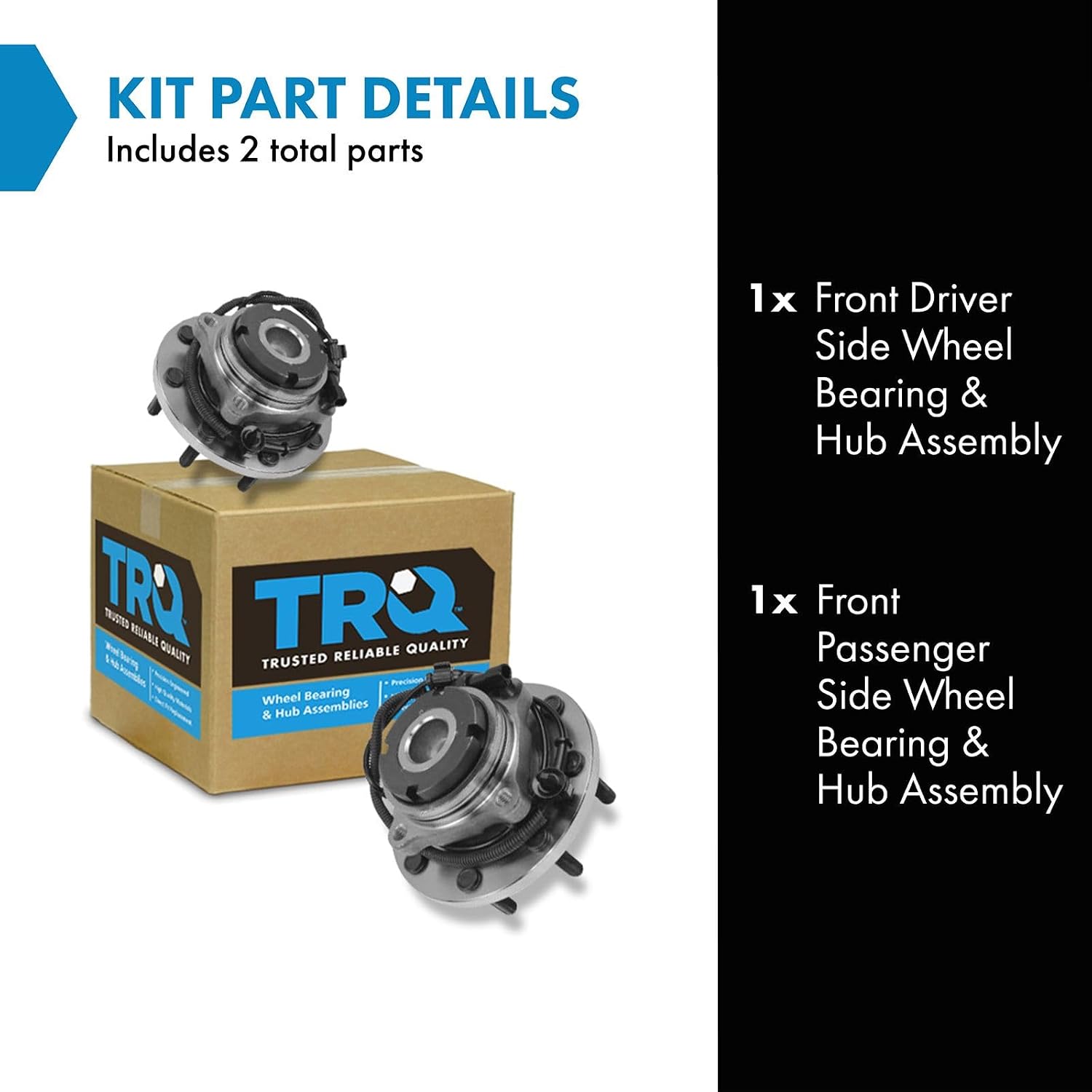 TRQ Front Left and Right Wheel Bearing and Hub Assembly Set 2 Piece Compatible with 1999-2004 Ford F-250 Super Duty Rear Wheel Drive Mono Beam Axle 1999-2004 F-350 Super Duty
