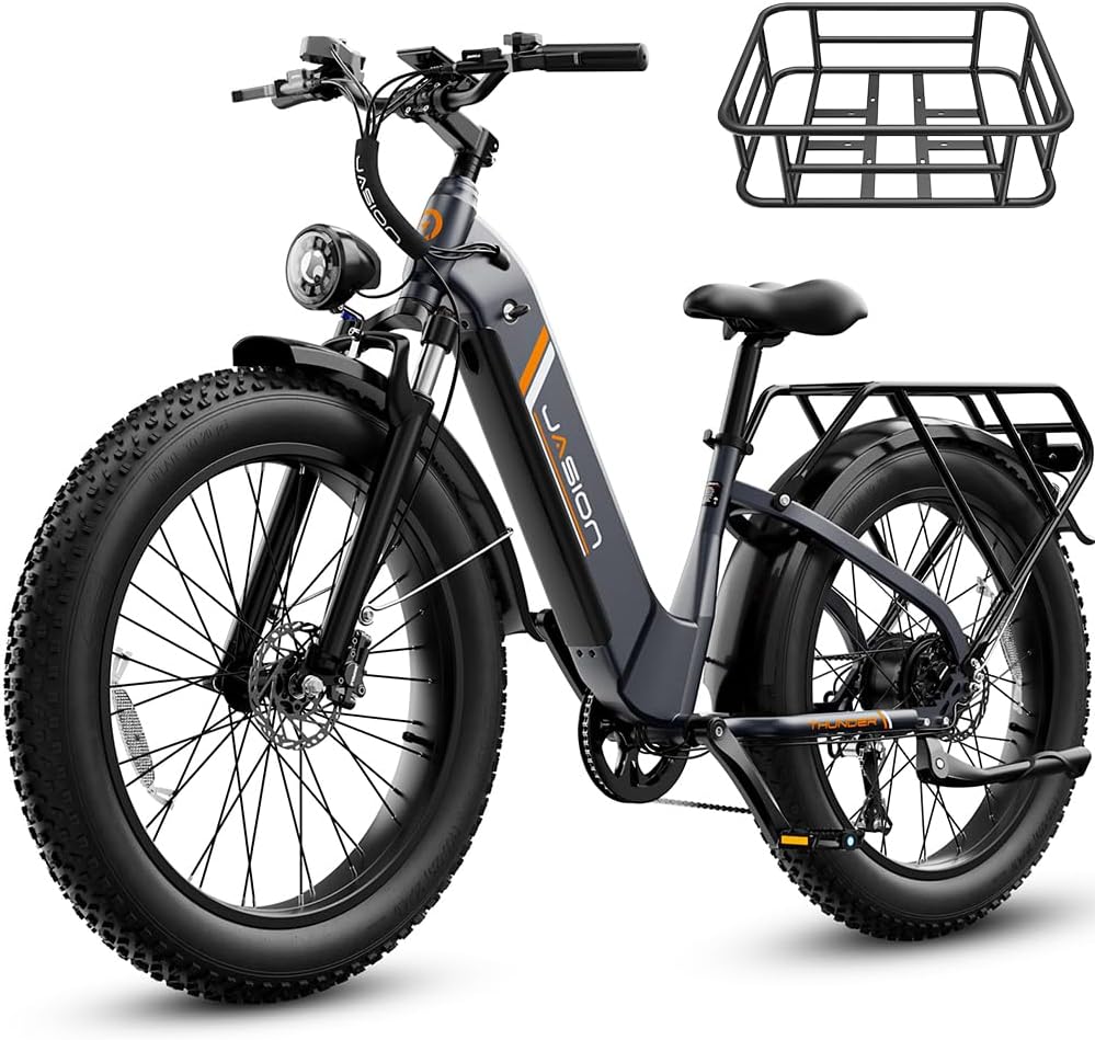 Jasion Thunder/PRO/ST Electric Bike,2000W/1800W Peak Ebikes for Adults,26''Fat Tire Best Ebike for Men,90/80 Miles with 1040Wh/864Wh Battery,35/30+MPH Max Speed Bicycles,500/400LB Capacity