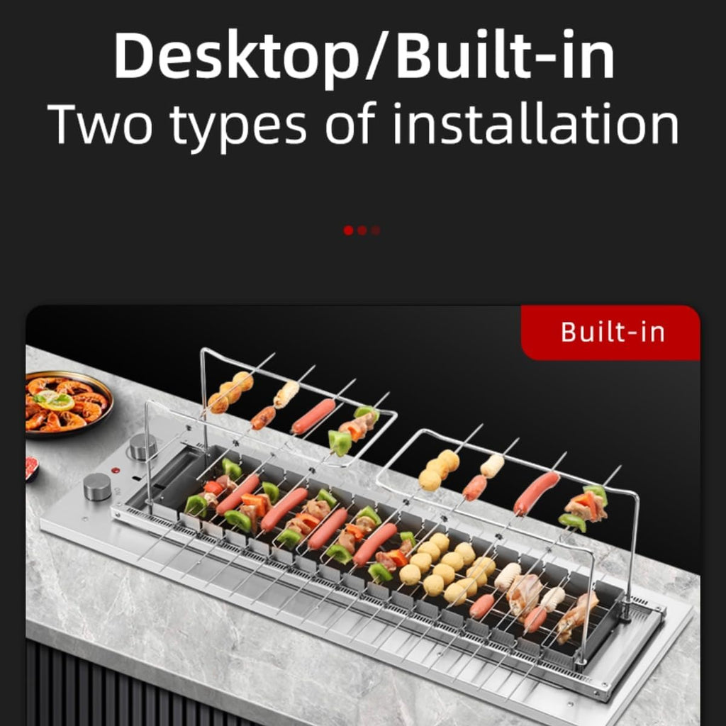 Commercial Barbecue Oven,Tabletop Kebab Roaster,Smokeless Searing Grill,Built-in Rotisserie Stove,Electric Skewers Barbeque Grill,Kebab Roasting Equipment,360° Rotary,16 Skewers,220V