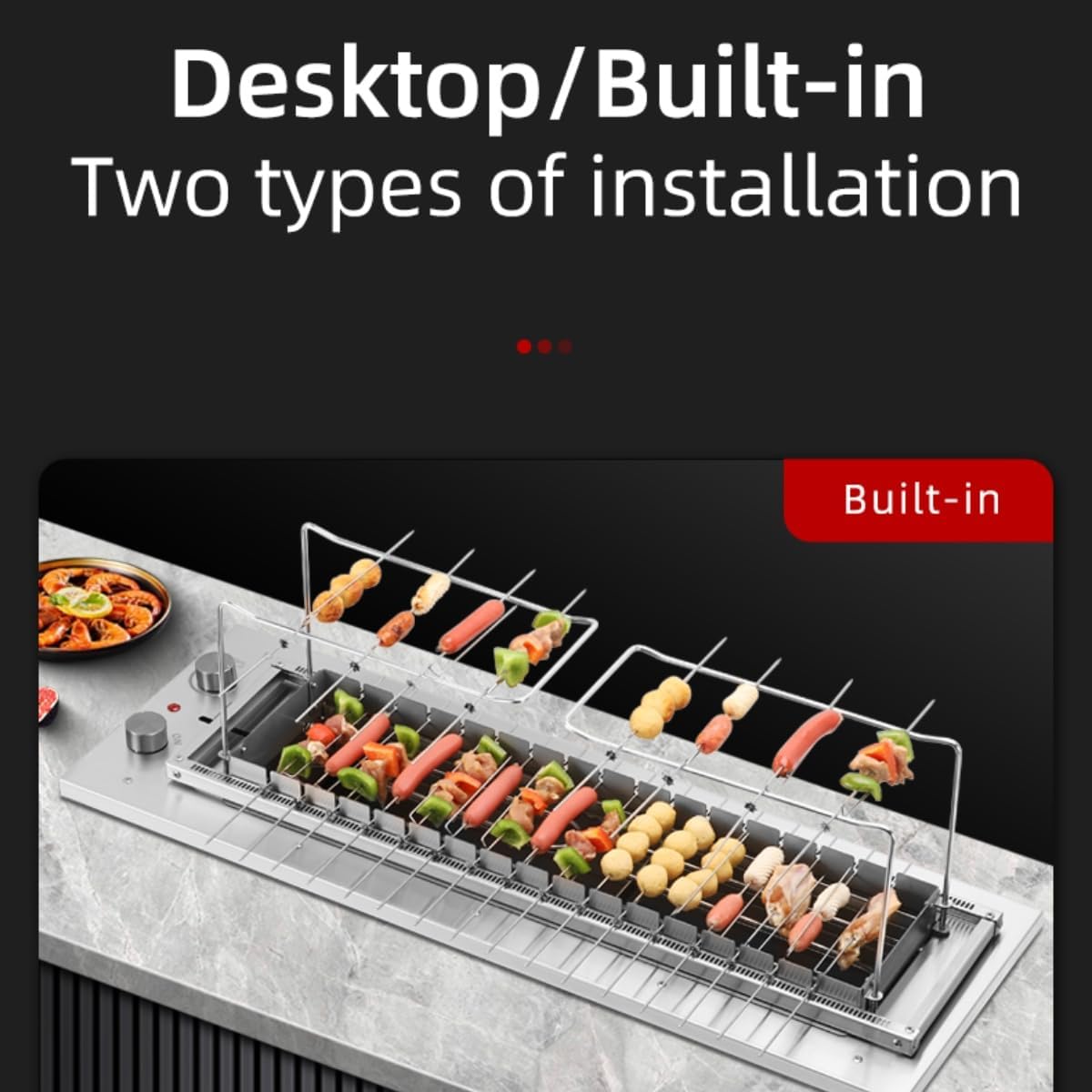 Commercial Barbecue Oven,Tabletop Kebab Roaster,Smokeless Searing Grill,Built-in Rotisserie Stove,Electric Skewers Barbeque Grill,Kebab Roasting Equipment,360° Rotary,16 Skewers,220V