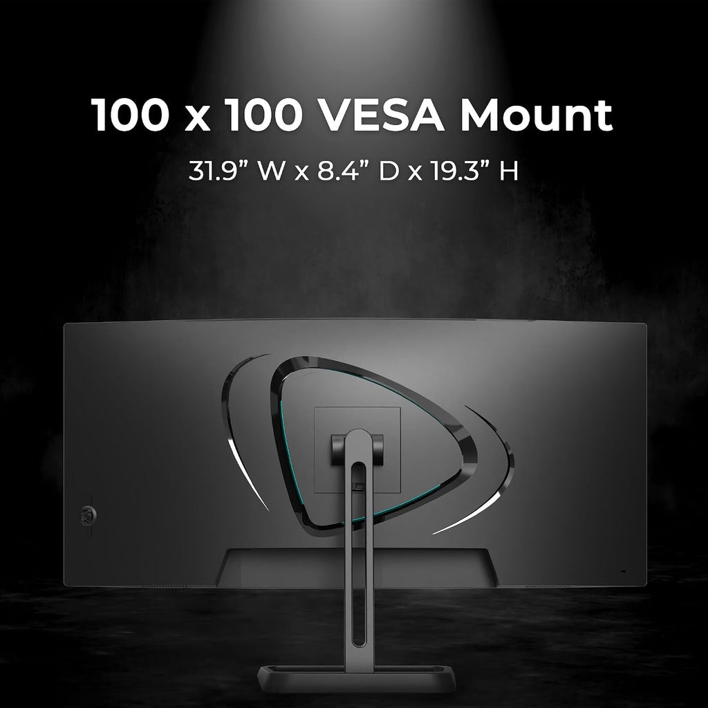 Deco Gear 34' Curved Gaming Monitor, 180Hz 3440×1440 Ultrawide UWQHD Screen for Laptop & PC, Adaptive Sync, R1500 VA Panel, HDR, 100% sRGB, Dual HDMI/DP, 21:9, VESA Mount, American Seller