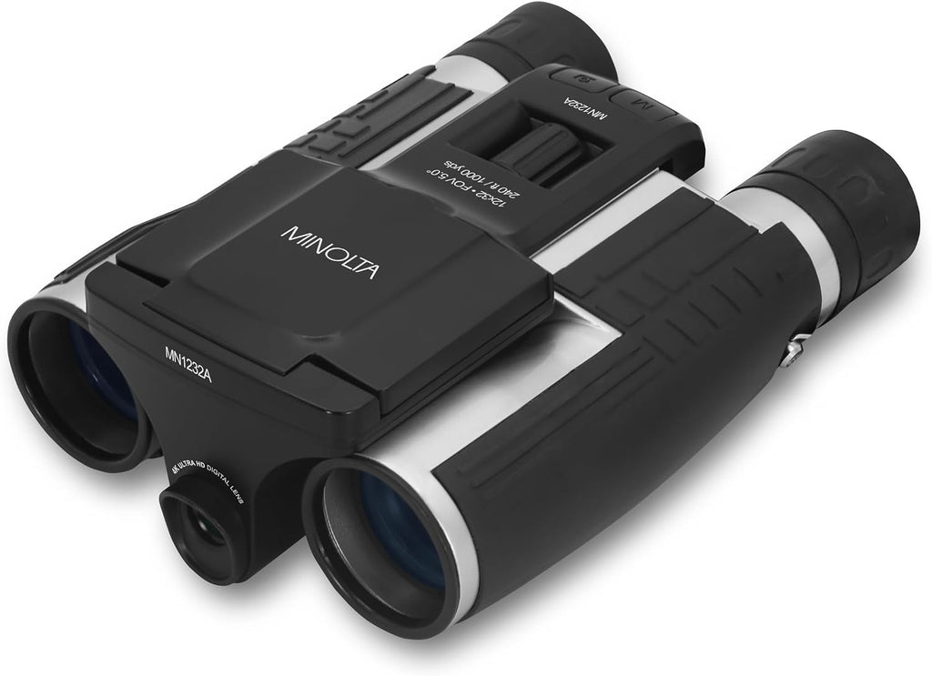 Minolta 12x32 Digital Binoculars - 4K UHD Video Camera, 48MP Photo, 8X Digital Zoom, IPS Anti-Glare Screen, Fog-Resistant Optics, Compact, Ideal for Birdwatching & Travel Hunting