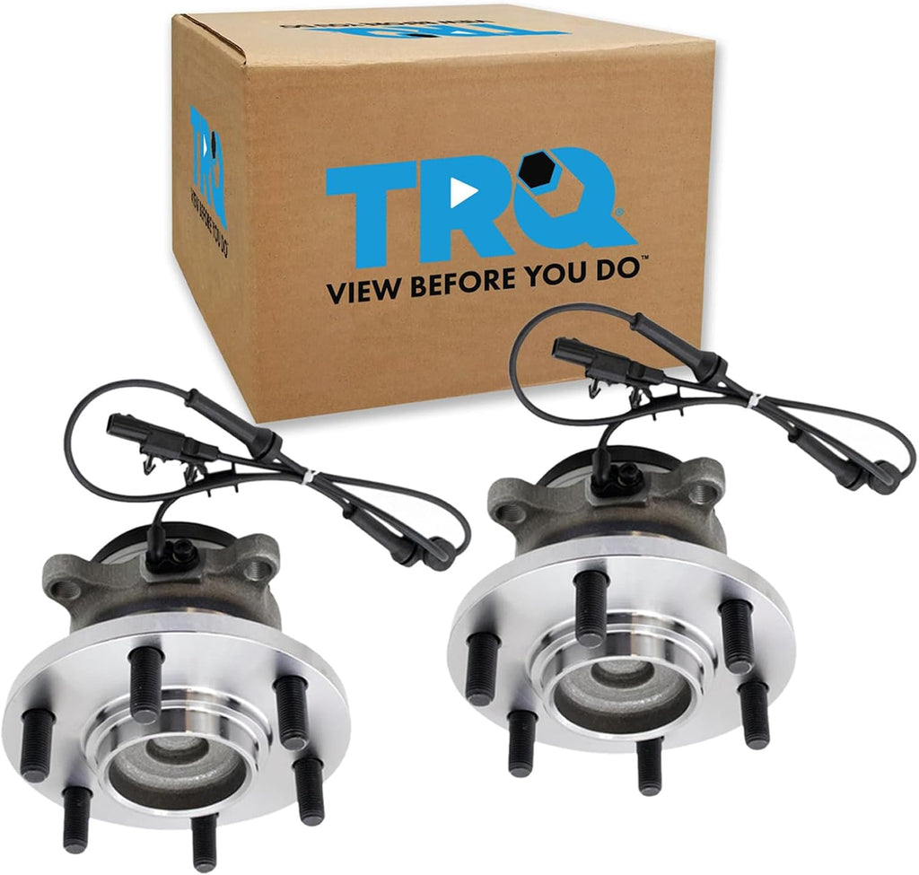 TRQ Front Driver and Passenger Side Wheel Bearing and Hub Assembly Set 2 Piece Compatible with 2016-2019 Nissan Titan XD Rear Wheel Drive