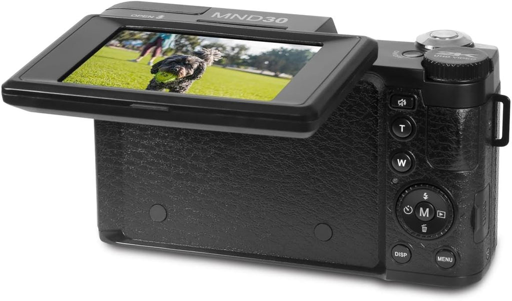 Minolta 30MP Digital Camera – 2.7K Ultra HD Video, 3-inch 180° LCD Screen, Face Detection, Anti-Shake, 9 Scene Modes, Photo Burst, Panorama, CMOS Sensor, 32GB Card (Black)