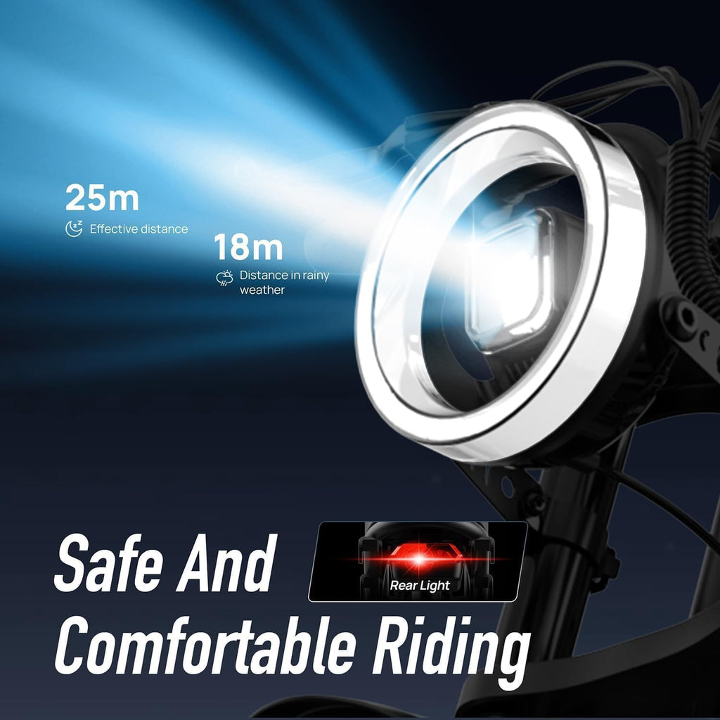 URLIFE Electric Bike for Adults,1500W Peak Electric Dirt Bike, Ebikes for Adults 100 Mile 28MPH Ebike, 48V 15.6Ah 20'x4.0 Fat Tires for All Terrain with Super Bright Headlights