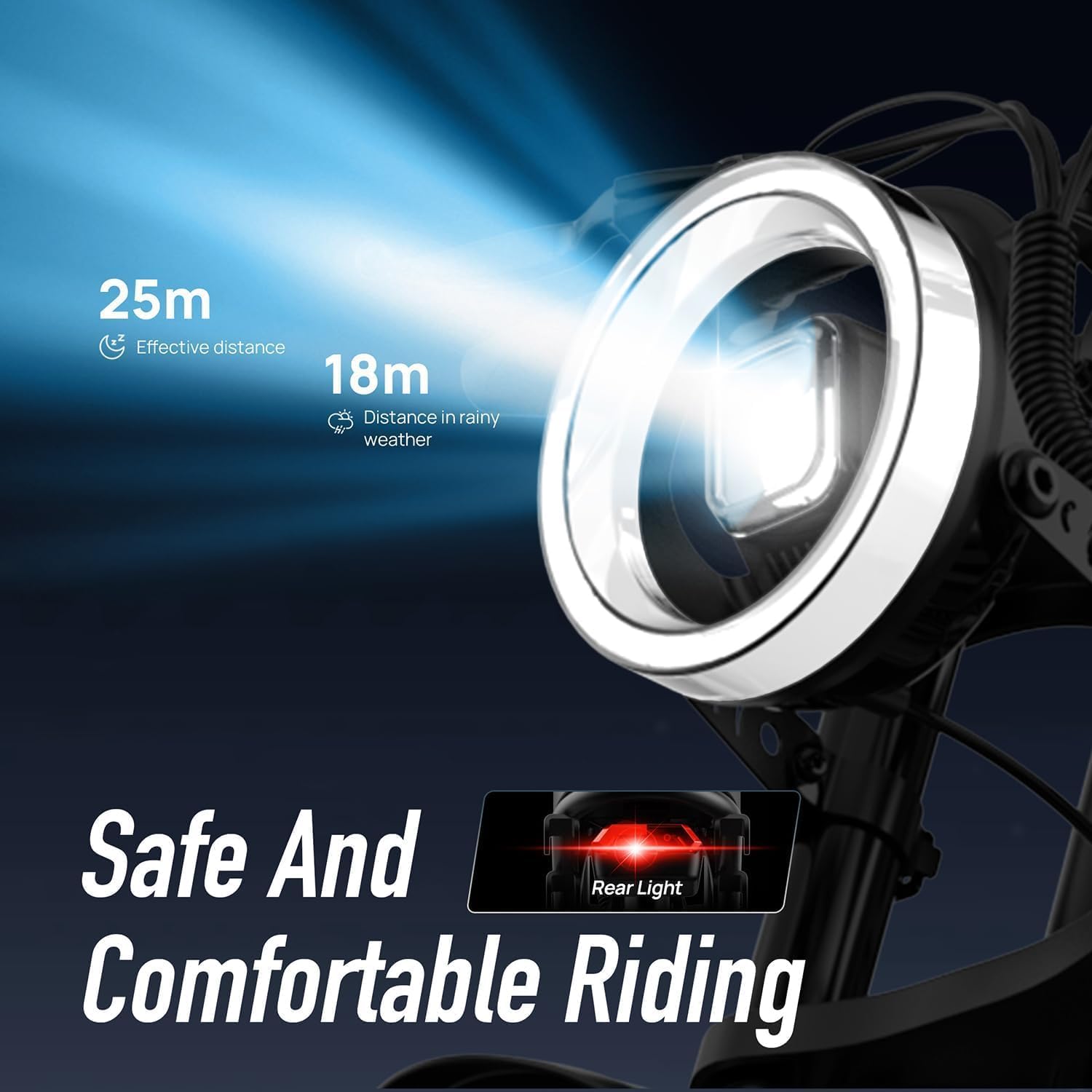 URLIFE Electric Bike for Adults,1500W Peak Electric Dirt Bike, Ebikes for Adults 100 Mile 28MPH Ebike, 48V 15.6Ah 20'x4.0 Fat Tires for All Terrain with Super Bright Headlights