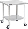 DuraSteel 30x30 NSF Stainless Steel Cart - Heavy Duty Rolling Food Prep Table with Undershelf - Metal Utility Cart for Commercial Restaurant Kitchen, Laundry, Outdoor Portable BBQ Grill