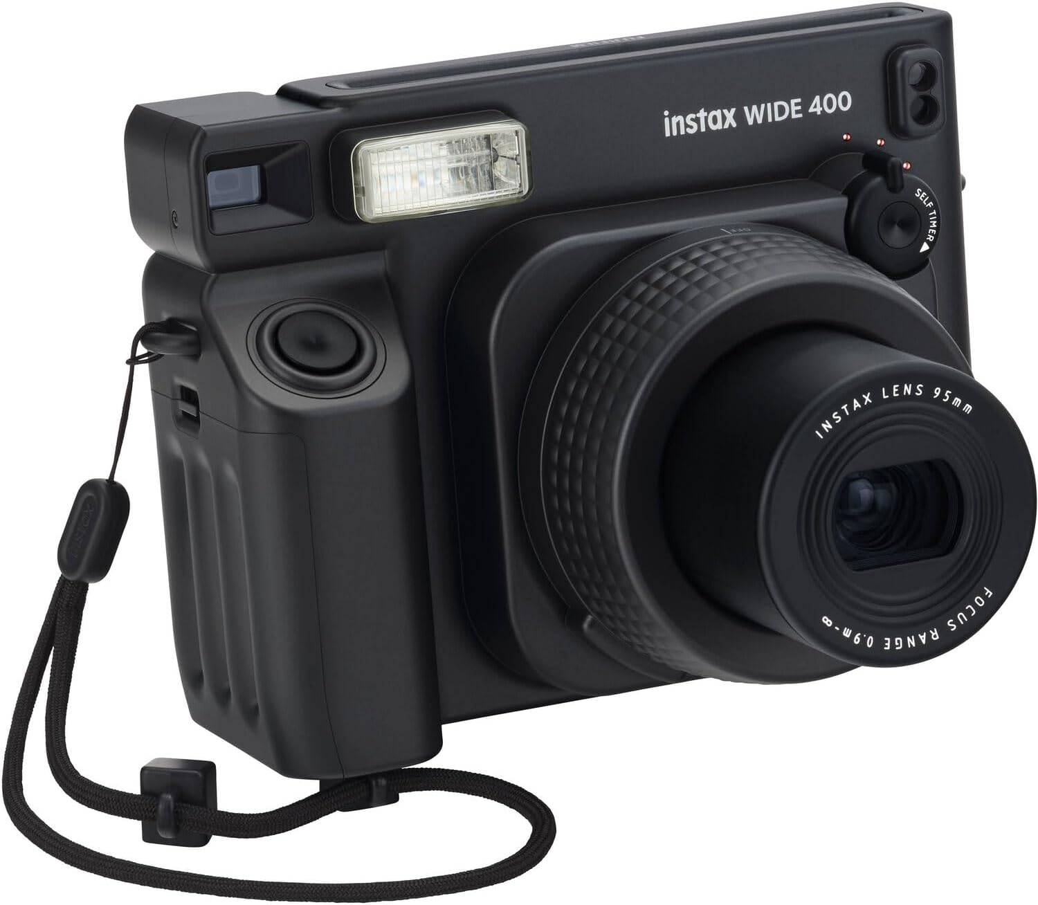FUJIFILM INSTAX Wide 400 Instant Camera | Jet Black Bundled with INSTAX Wide Instant Film | 20 Exposures + Wide Album & Colored Frames + Cleaning Cloth (4 Items)