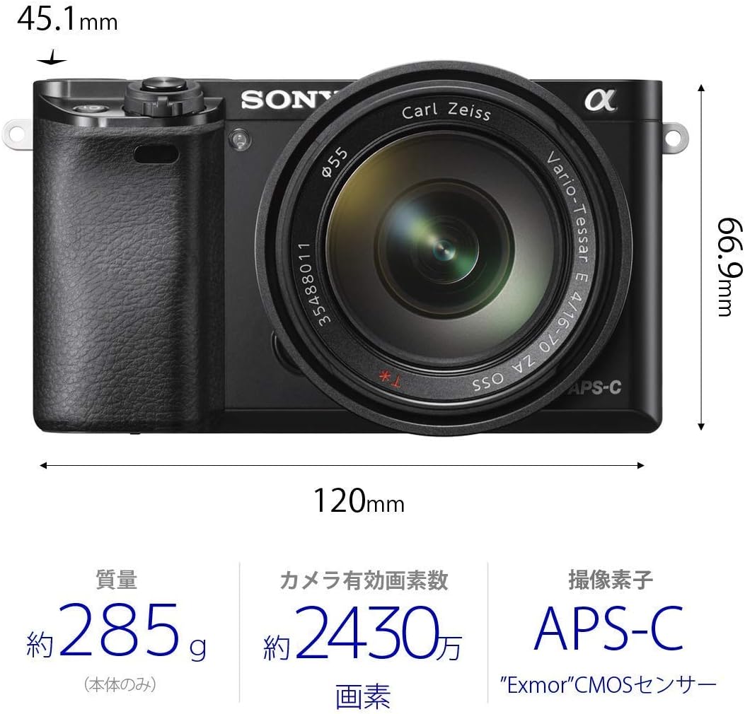 Sony Alpha a6000 Mirrorless Digitial Camera 24.3MP SLR Camera with 3.0-Inch LCD (Black) w/ 16-50mm Power Zoom Lens (Renewed)