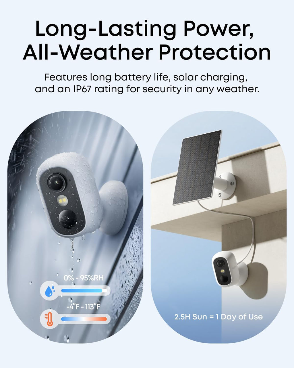 eufy Security eufyCam C35 2-Cam Kit with Solar Panel, Wireless Security Camera, Outdoor and Indoor, Magnetic Mount, Color Night Vision, Local Storage, No Monthly Fee, IP67, White